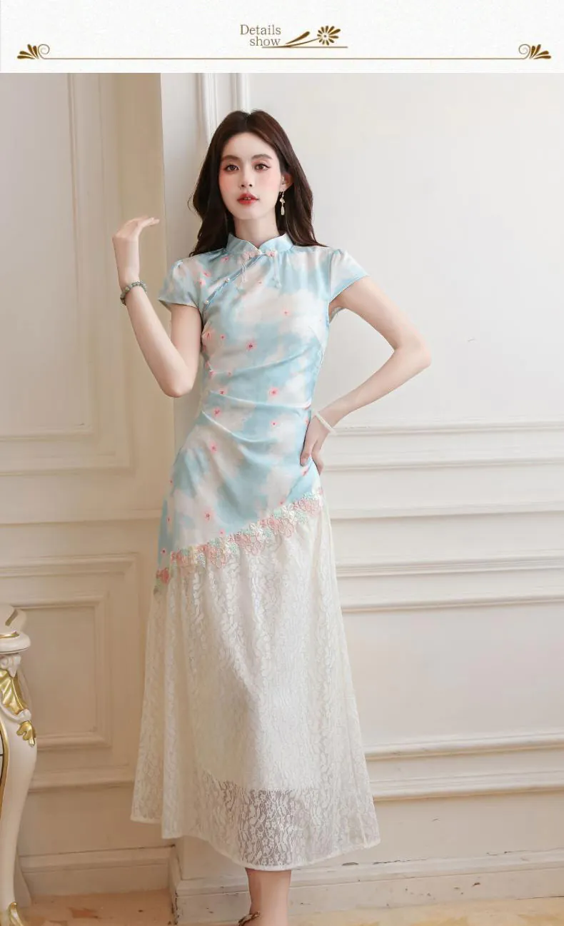 Sweet-Blue-Pearl-Tassel-Floral-Lace-Pankou-Modified-Modern-Qipao-Dress09