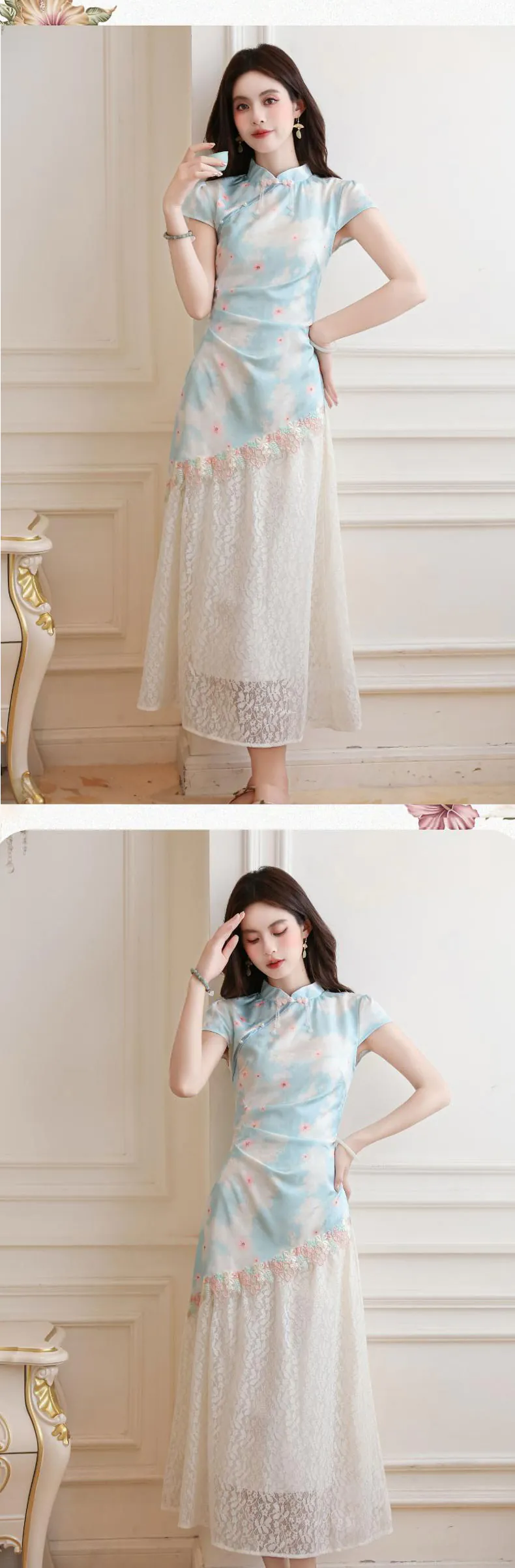 Sweet-Blue-Pearl-Tassel-Floral-Lace-Pankou-Modified-Modern-Qipao-Dress14