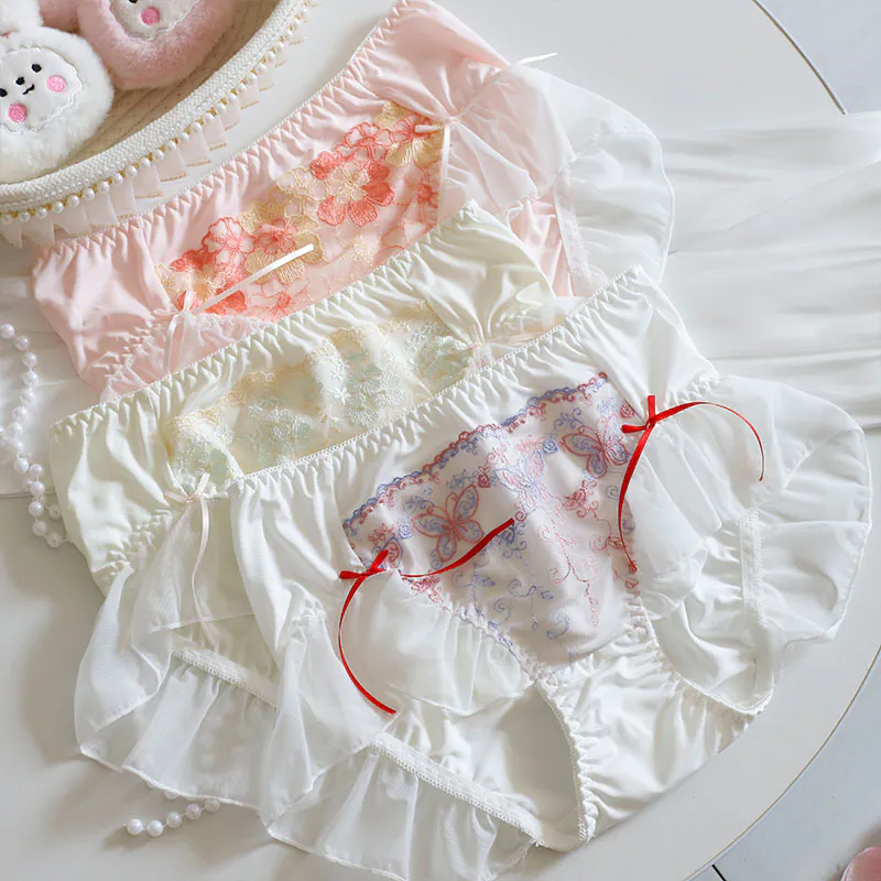 Sweet Kawaii Butterfly Floral Embroidery Mesh Knicker Panties for Women01