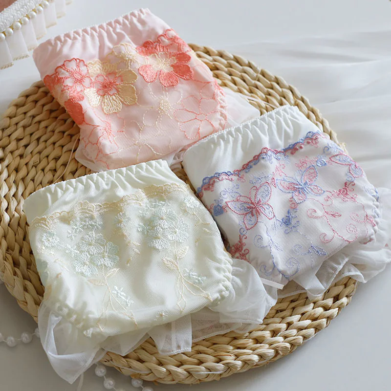 Sweet Kawaii Butterfly Floral Embroidery Mesh Knicker Panties for Women02 Sweet Kawaii Butterfly Floral Embroidery Mesh Knicker Panties for Women02