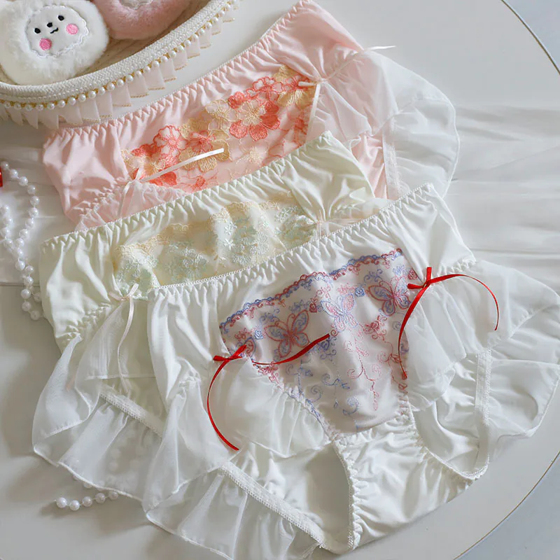 Sweet Kawaii Butterfly Floral Embroidery Mesh Knicker Panties for Women06