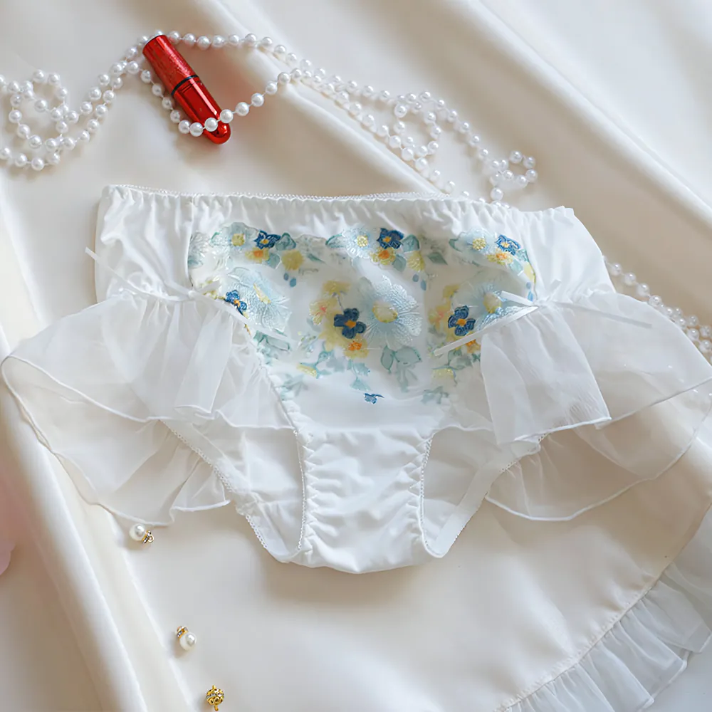 Sweet Vibrant Blossom Floral Embroidery Mid-Rise Underwear Panties Briefs04 Sweet Vibrant Blossom Floral Embroidery Mid Rise Underwear Panties Briefs04