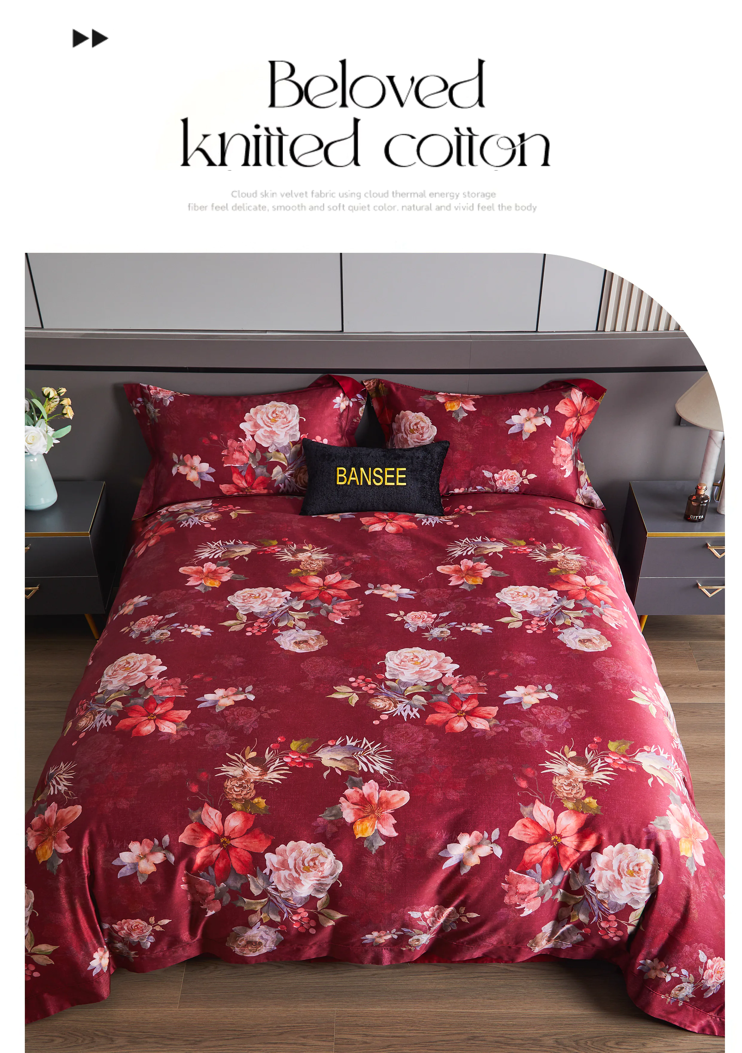 Vibrant-Blooming-Flower-Botanical-Print-100S-Cotton-4-Piece-Duvet-Cover-Set07