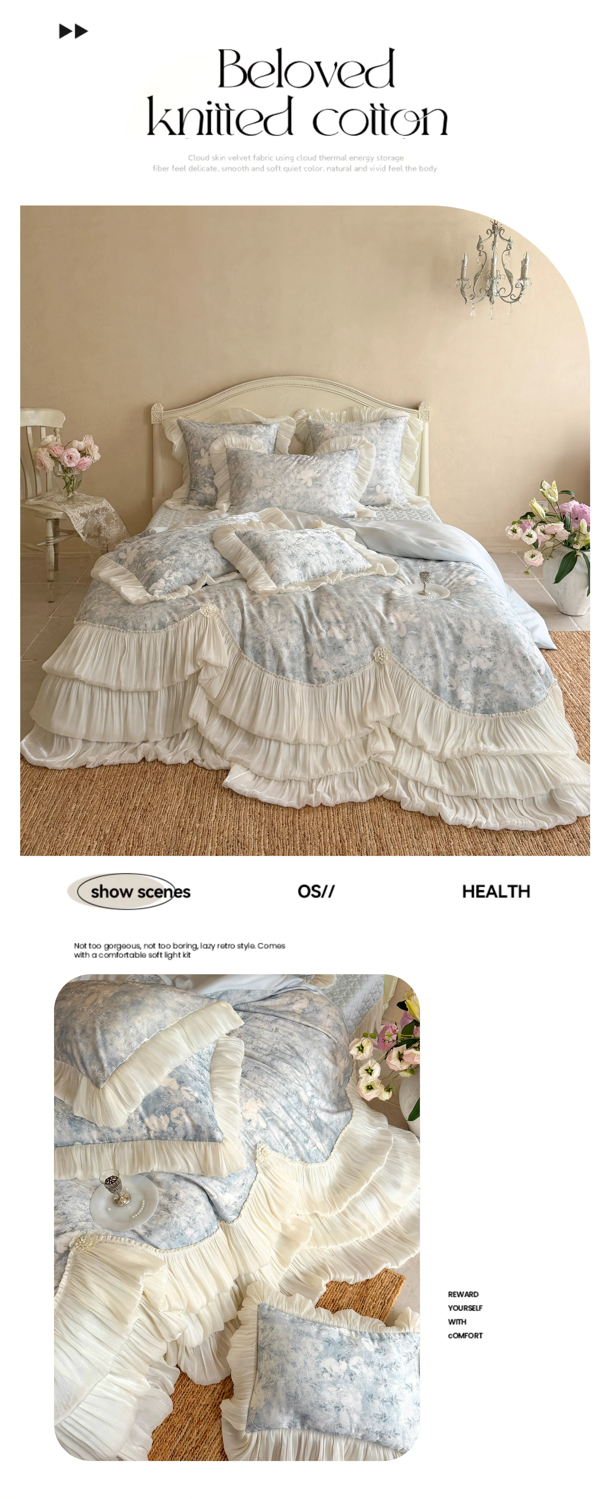 Victorian-Botanical-Floral-Print-Layered-Pleated-Ruffle-100S-Cotton-Bedding-Set09