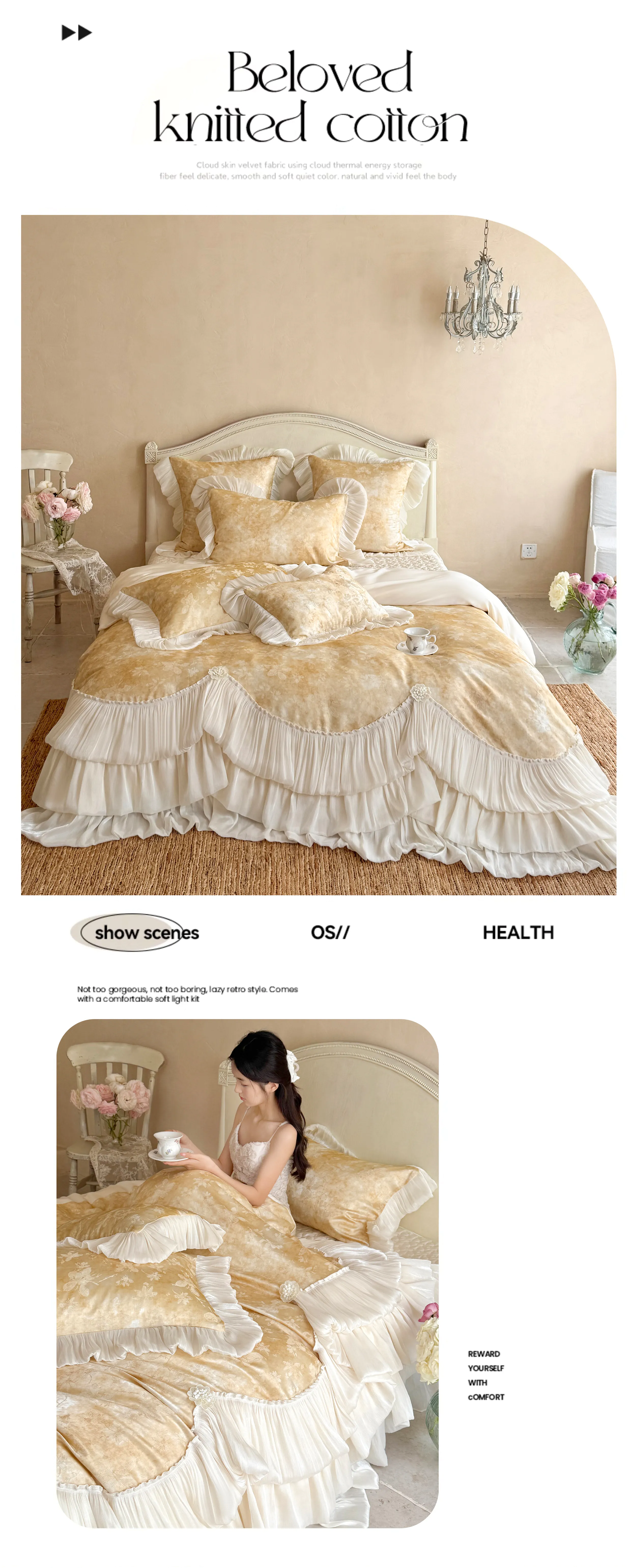 Victorian-Botanical-Floral-Print-Layered-Pleated-Ruffle-100S-Cotton-Bedding-Set14