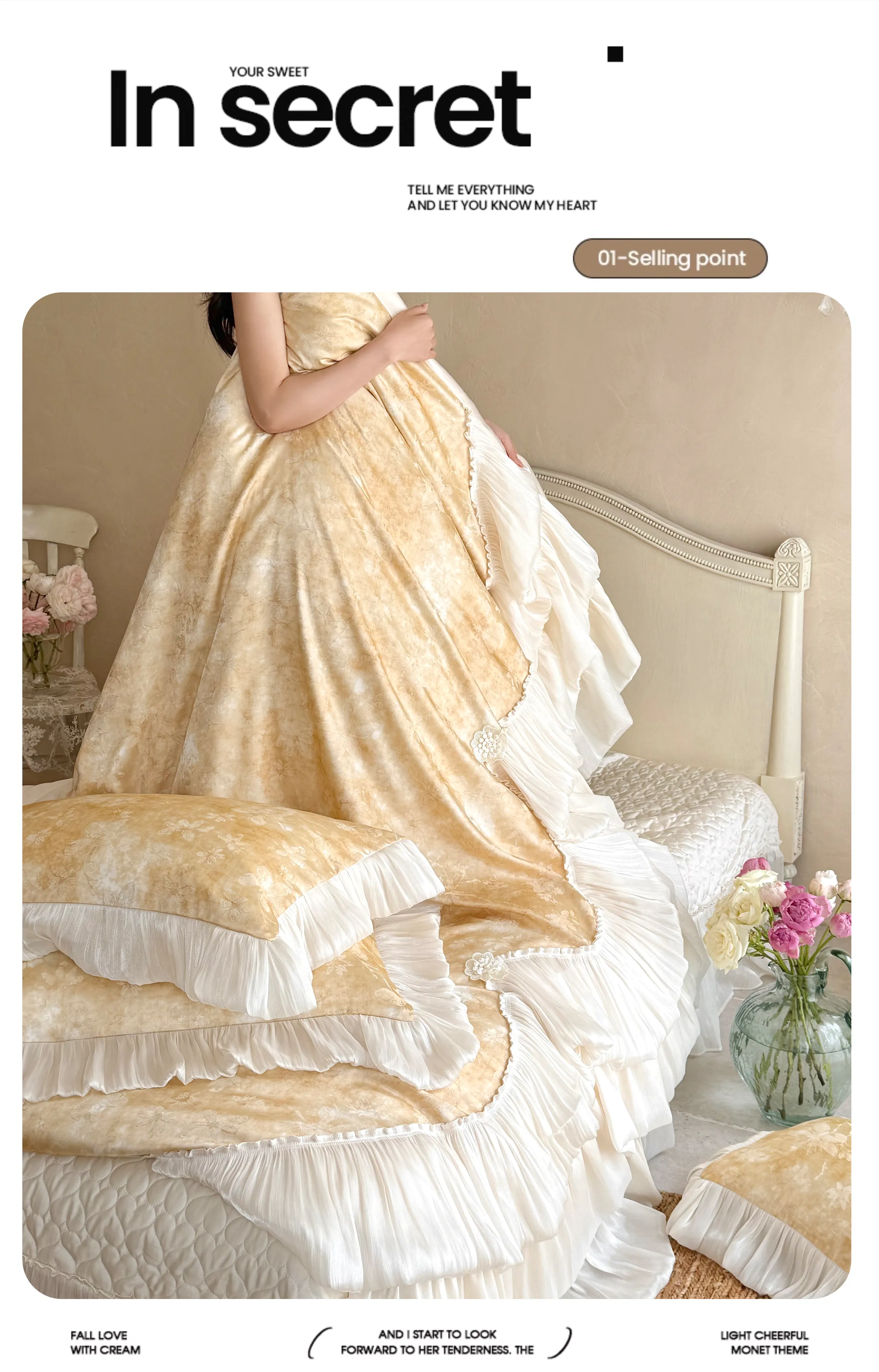 Victorian-Botanical-Floral-Print-Layered-Pleated-Ruffle-100S-Cotton-Bedding-Set16