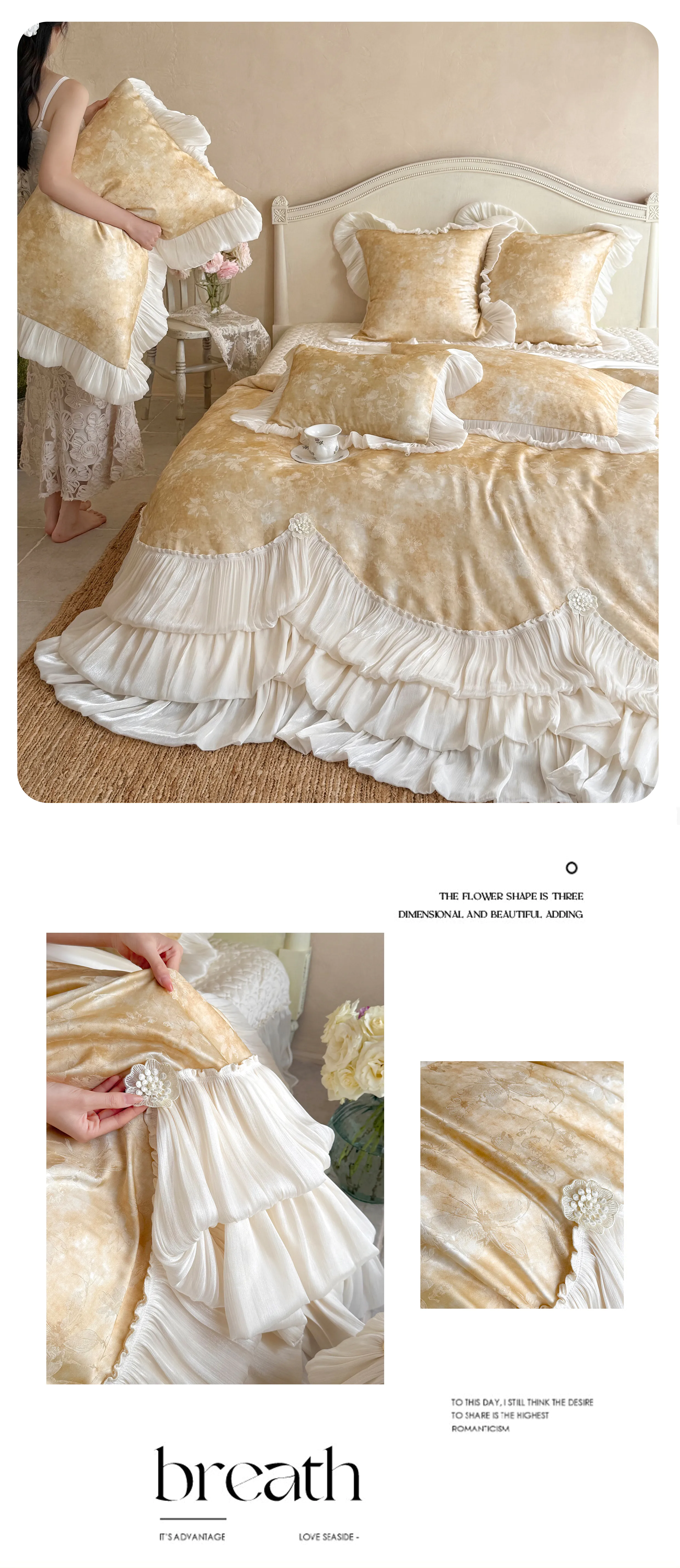 Victorian-Botanical-Floral-Print-Layered-Pleated-Ruffle-100S-Cotton-Bedding-Set17