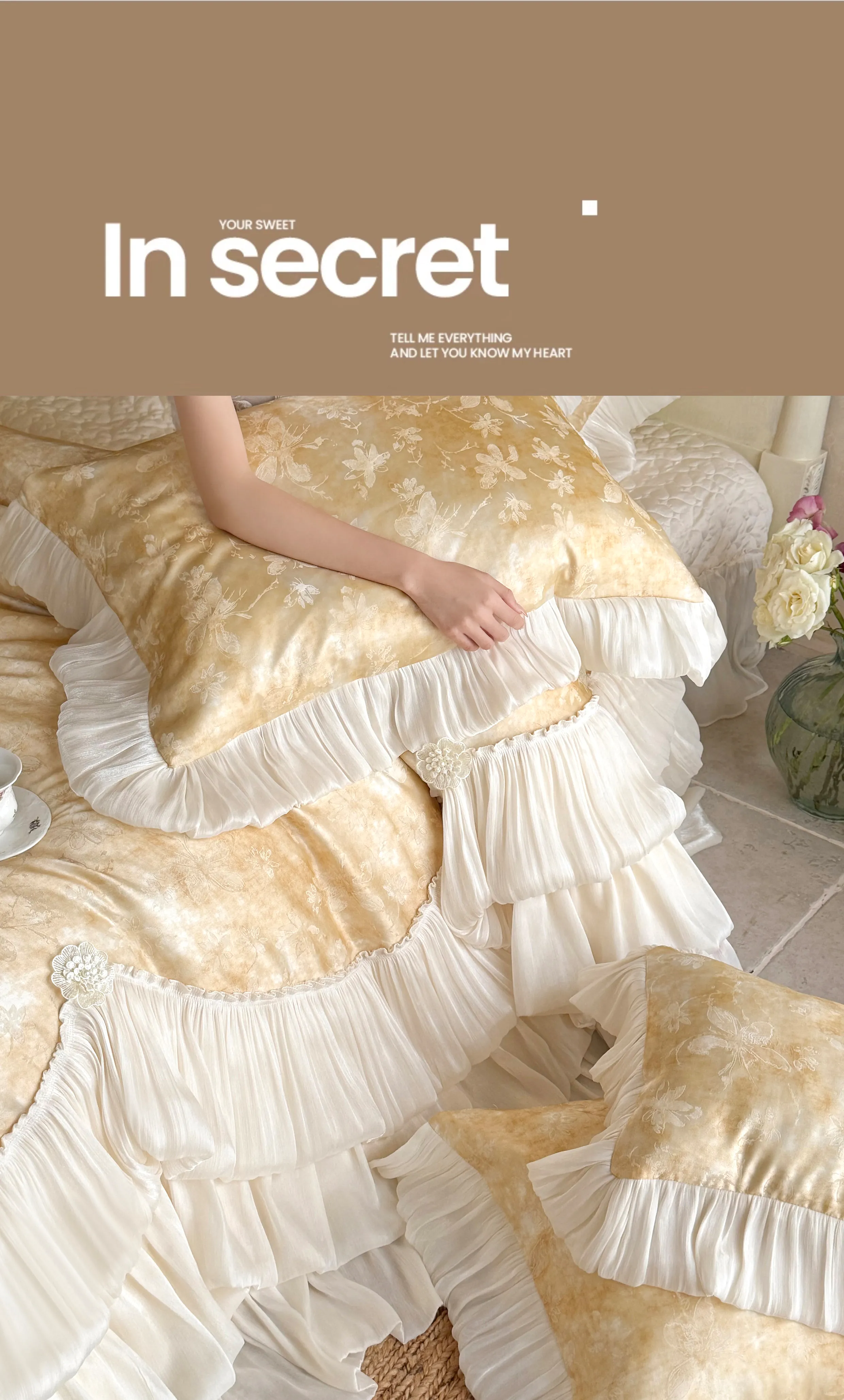 Victorian-Botanical-Floral-Print-Layered-Pleated-Ruffle-100S-Cotton-Bedding-Set18