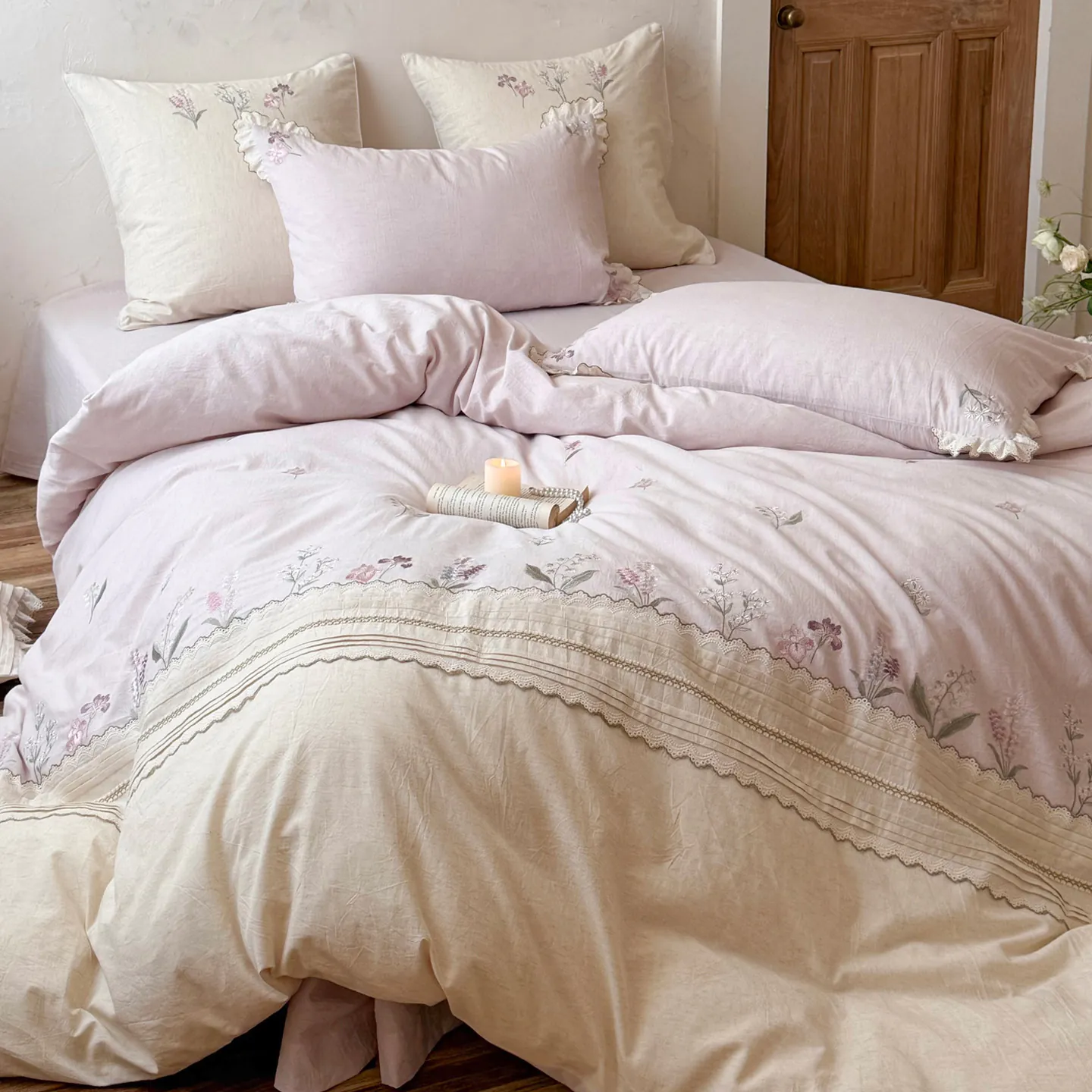 Vintage Country Floral Vine Embroidery Cotton Linen Duvet Cover Bedding Set02 Vintage Country Floral Vine Embroidery Cotton Linen Duvet Cover Bedding Set02