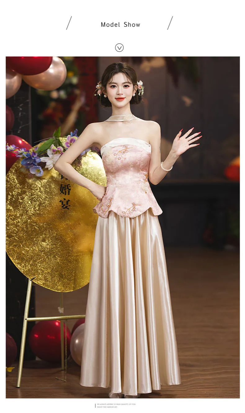 Vintage-Pink-Brocade-Peplum-Top-Satin-Skirt-Prom-Dress-Evening-Gown10