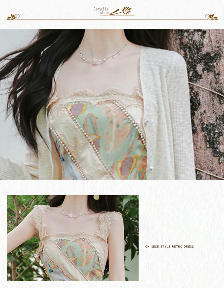 Artistic-Apricot-Floral-Irregular-Patchwork-Lace-Mermaid-Dress-with-Cardigan-Set08