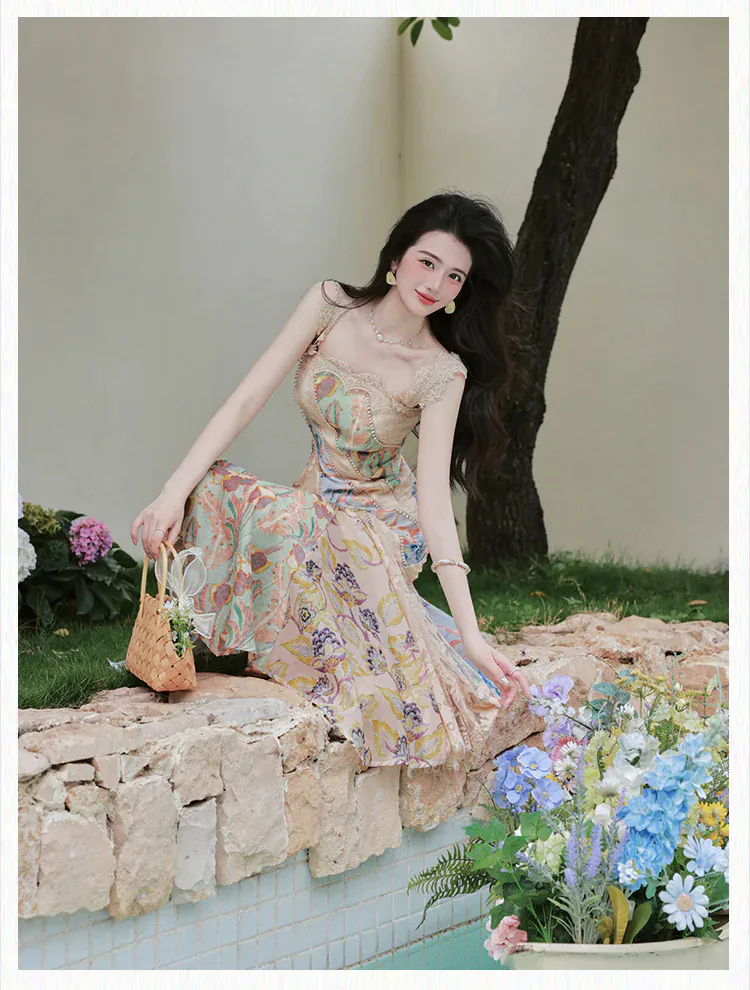 Artistic-Apricot-Floral-Irregular-Patchwork-Lace-Mermaid-Dress-with-Cardigan-Set11