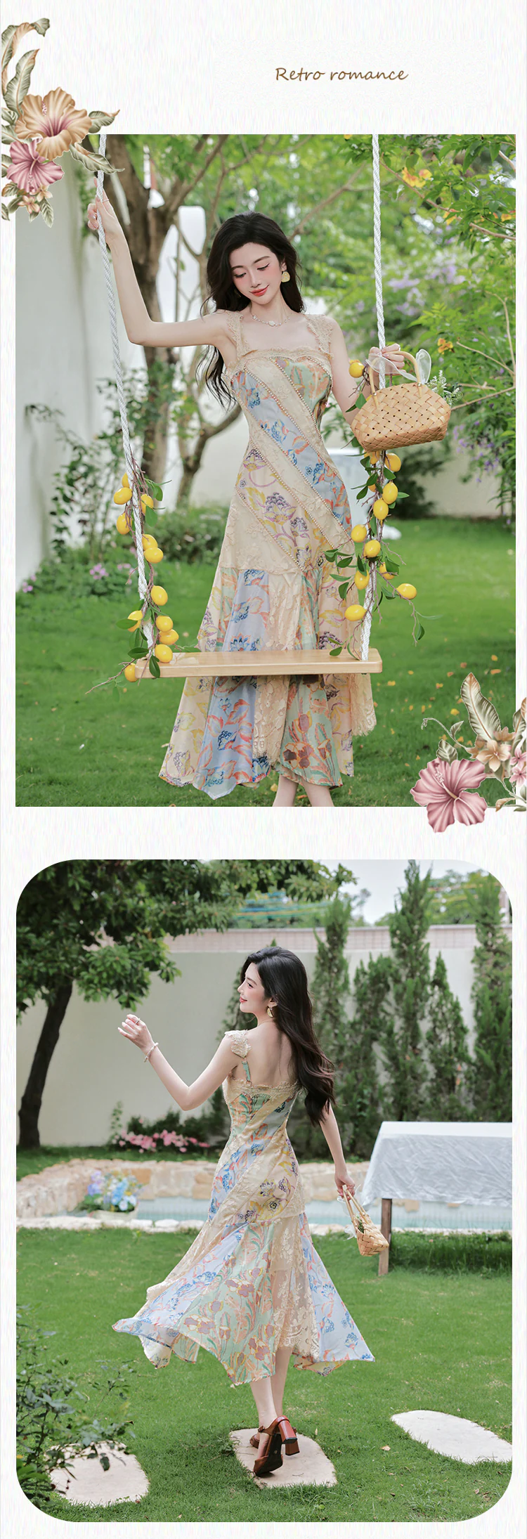 Artistic-Apricot-Floral-Irregular-Patchwork-Lace-Mermaid-Dress-with-Cardigan-Set12