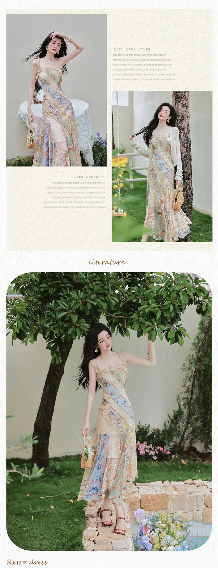 Artistic-Apricot-Floral-Irregular-Patchwork-Lace-Mermaid-Dress-with-Cardigan-Set14