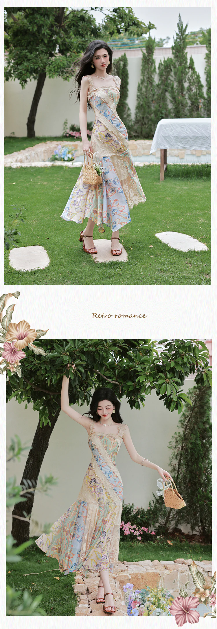 Artistic-Apricot-Floral-Irregular-Patchwork-Lace-Mermaid-Dress-with-Cardigan-Set16