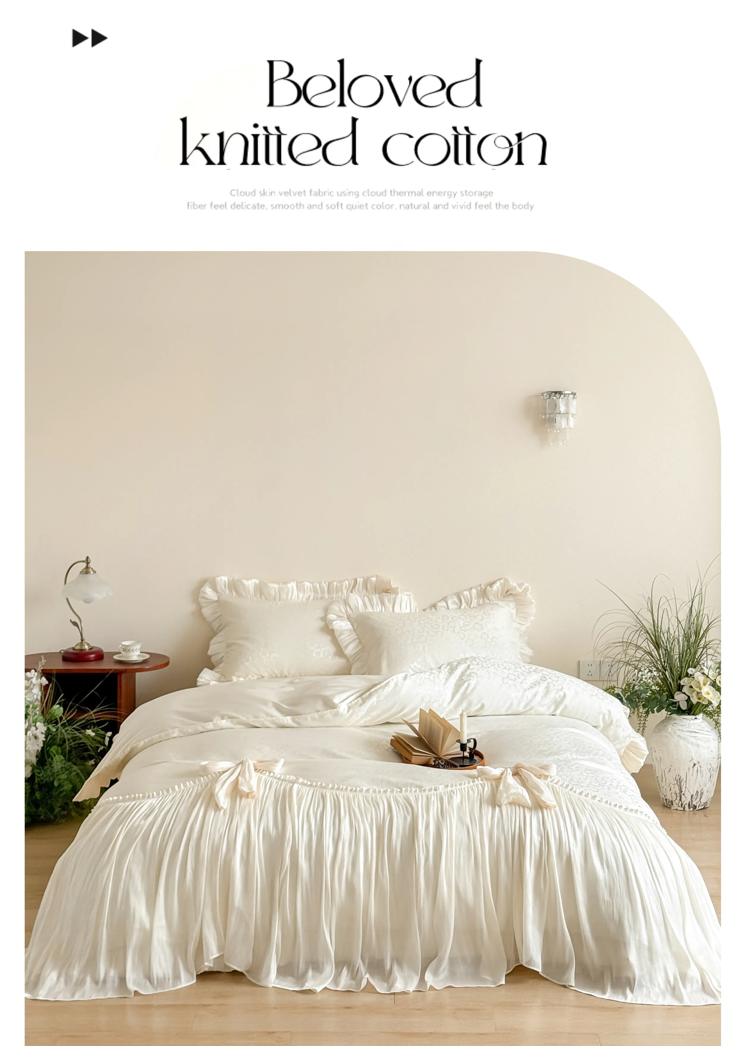Coquette-Ivory-White-Ruffle-Edges-100S-Cotton-Jacquard-Bedding-Set-with-Bows07