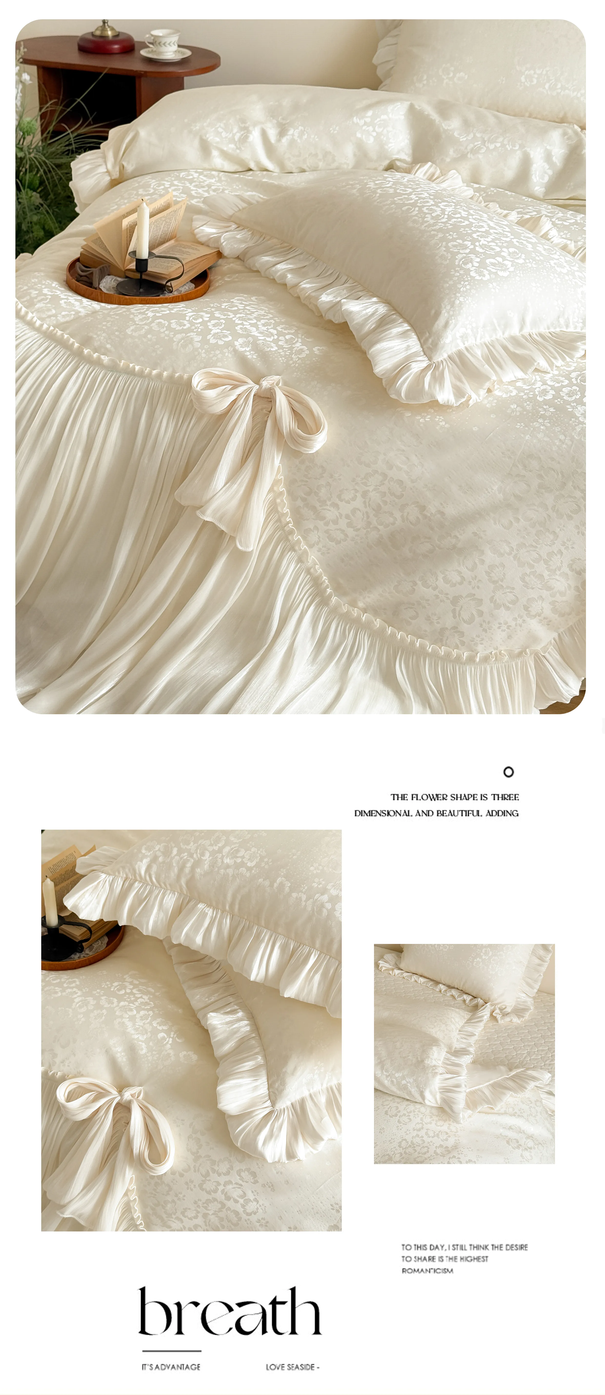 Coquette-Ivory-White-Ruffle-Edges-100S-Cotton-Jacquard-Bedding-Set-with-Bows10