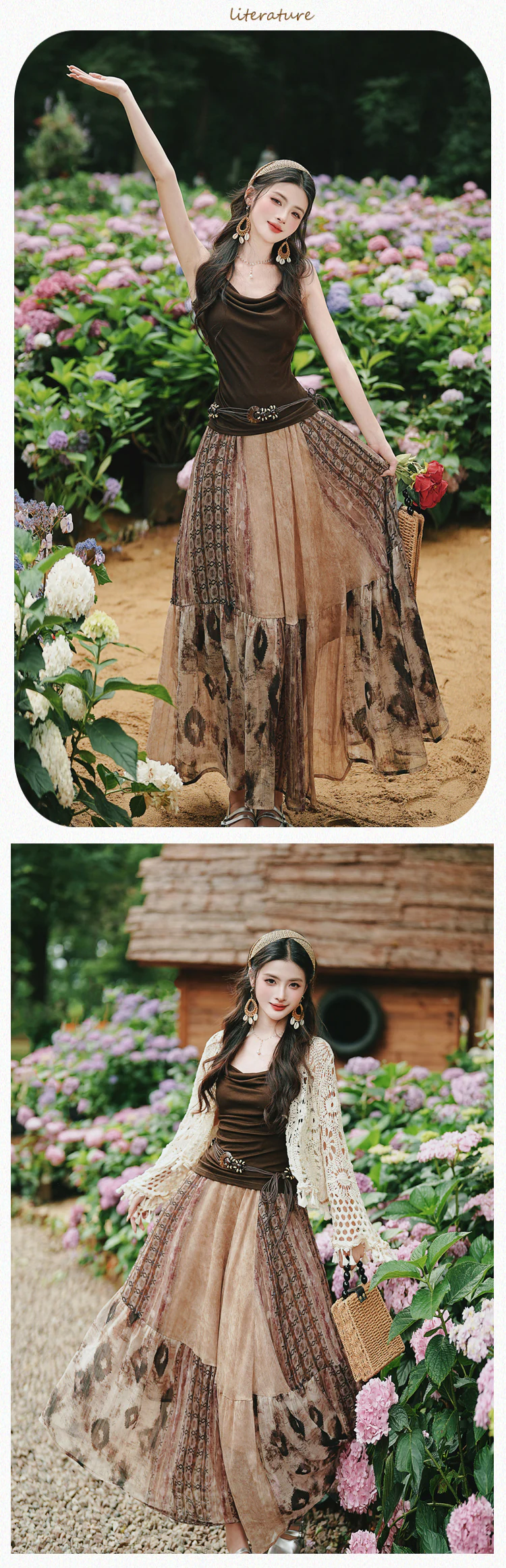 Retro-Maillard-Aesthetic-Bohemian-Style-Patchwork-Tiered-Skirt-4-Piece-Outfit11