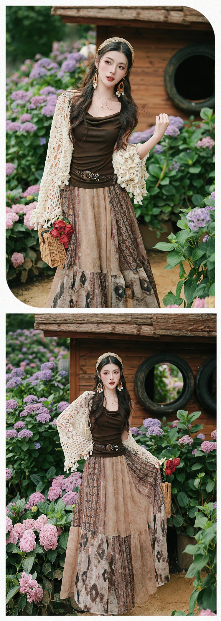 Retro-Maillard-Aesthetic-Bohemian-Style-Patchwork-Tiered-Skirt-4-Piece-Outfit12