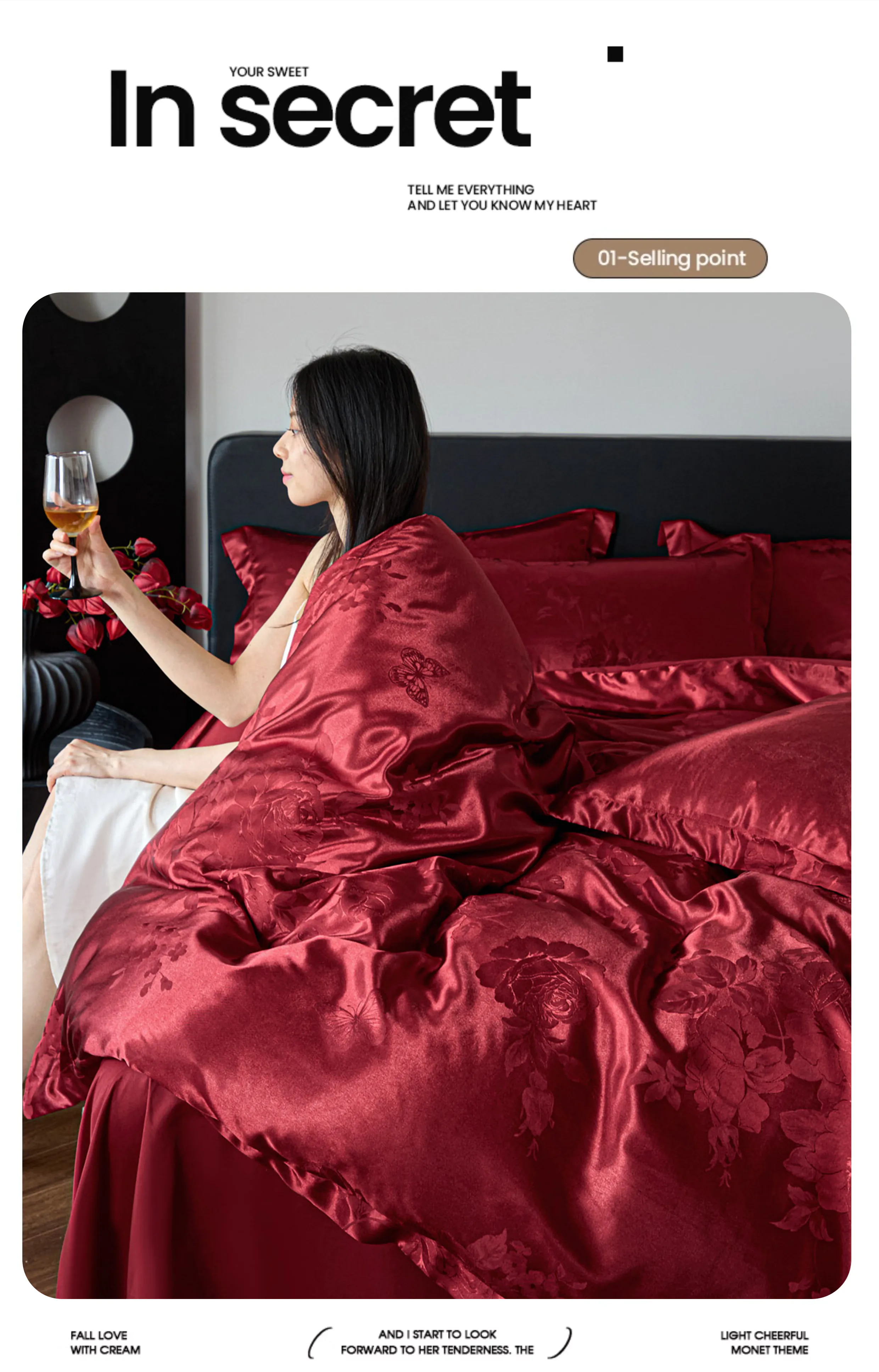 Soft-Silky-Satin-Wine-Red-Floral-Butterfly-Jacquard-Duvet-Cover-4-Pieces-Set09