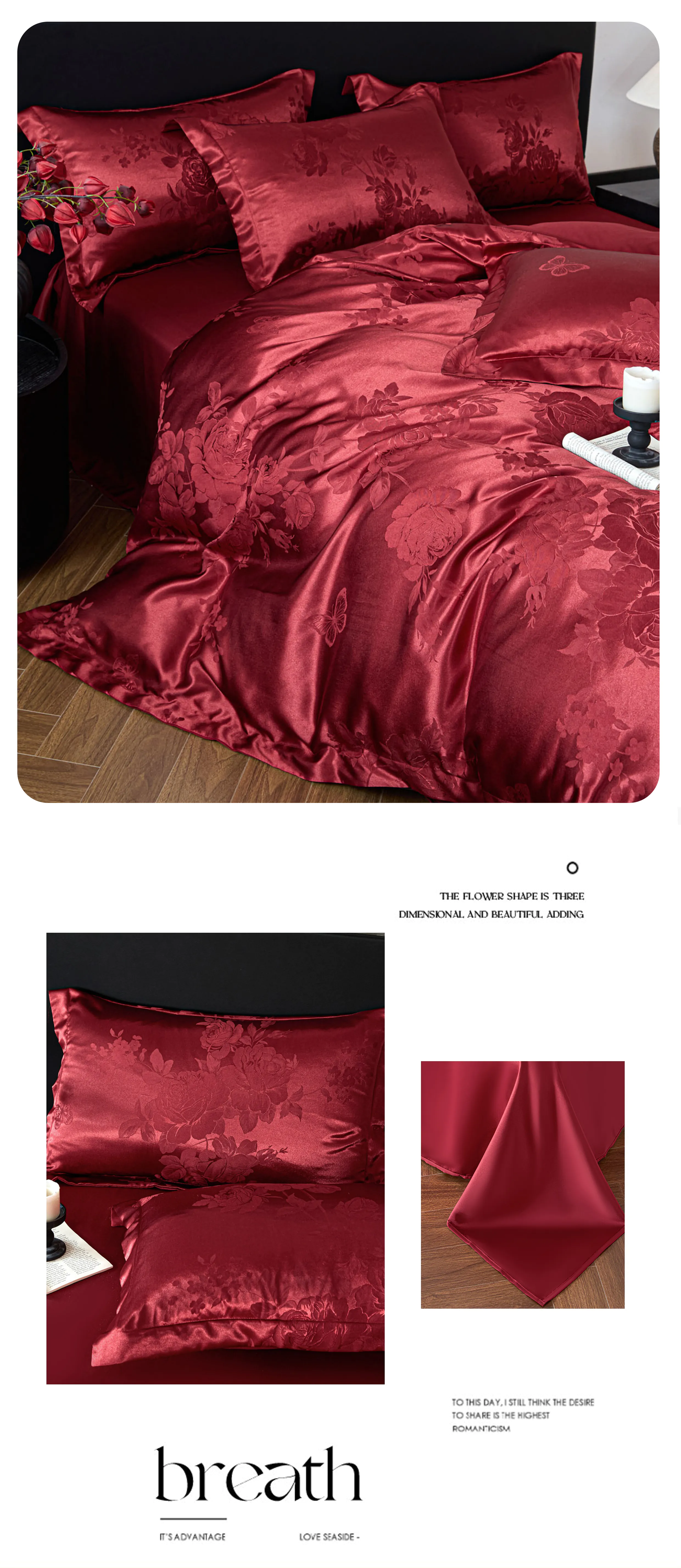 Soft-Silky-Satin-Wine-Red-Floral-Butterfly-Jacquard-Duvet-Cover-4-Pieces-Set10