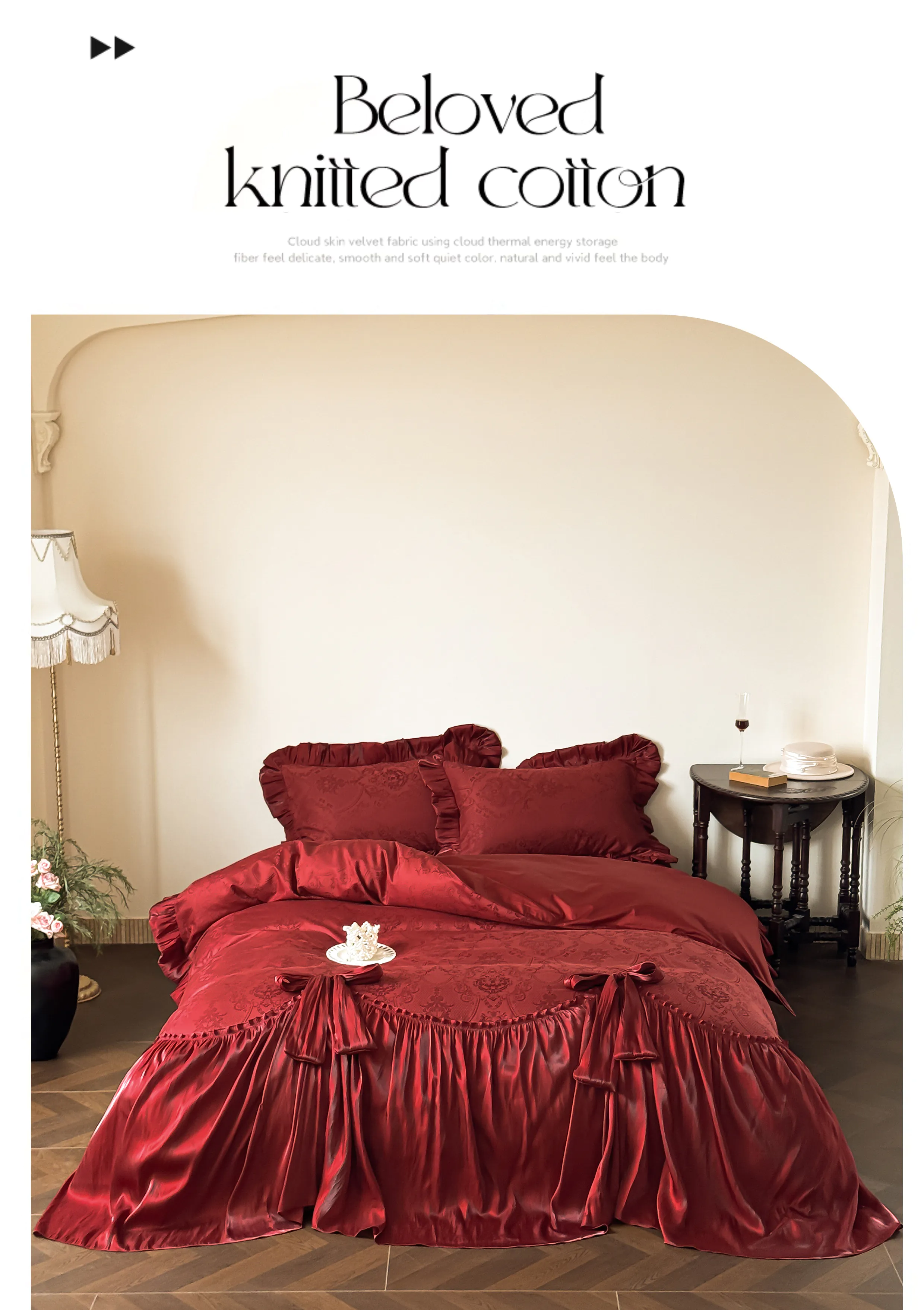 Victorian-Burgundy-100S-Pure-Cotton-Jacquard-Ruffle-4-Piece-Bed-Sheet-Set07