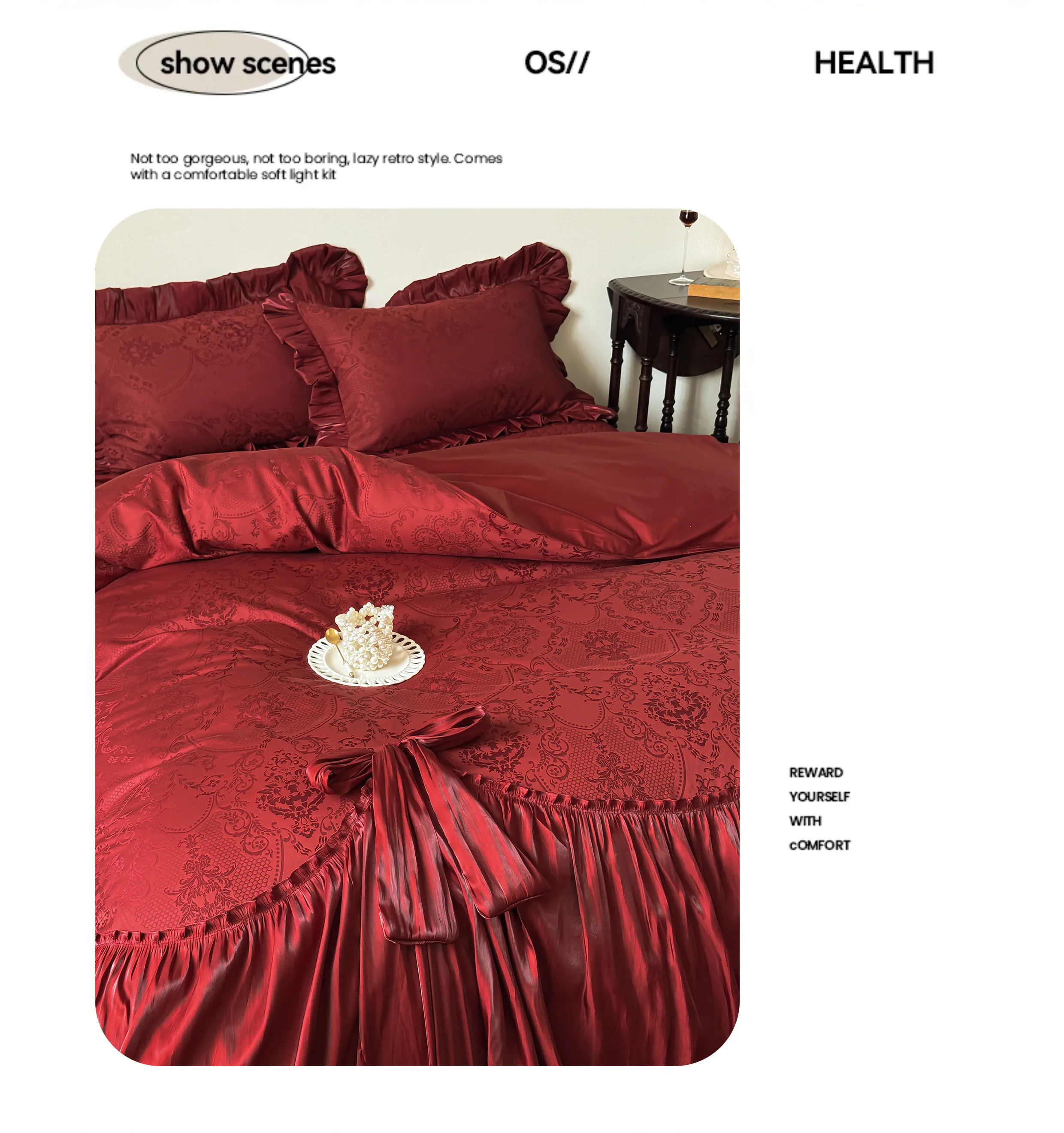 Victorian-Burgundy-100S-Pure-Cotton-Jacquard-Ruffle-4-Piece-Bed-Sheet-Set08