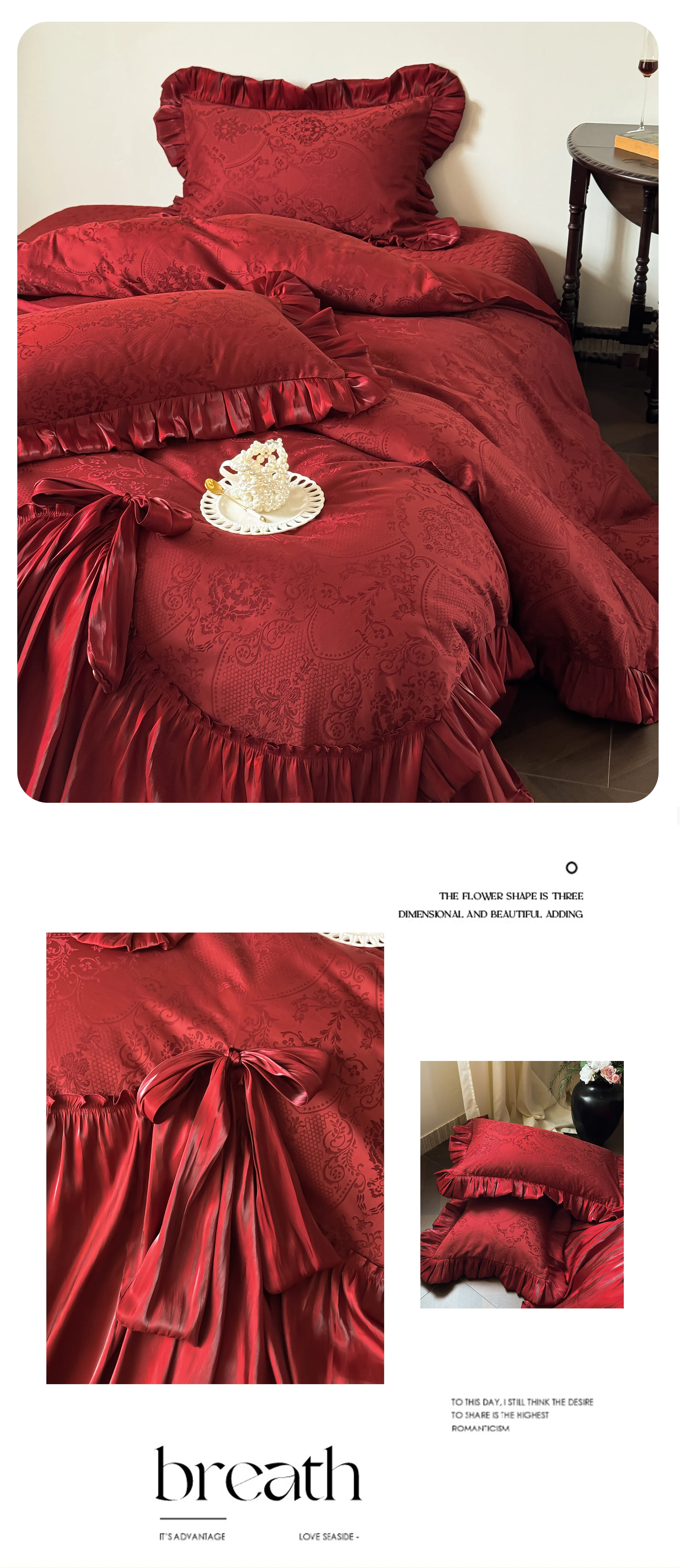 Victorian-Burgundy-100S-Pure-Cotton-Jacquard-Ruffle-4-Piece-Bed-Sheet-Set10
