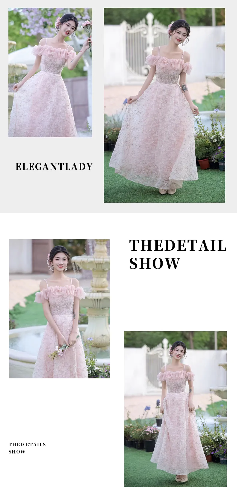 Chic-Soft-Pink-Off-Shoulder-Ruffle-Neck-Tie-straps-Floral-Tulle-Evening-Dress12
