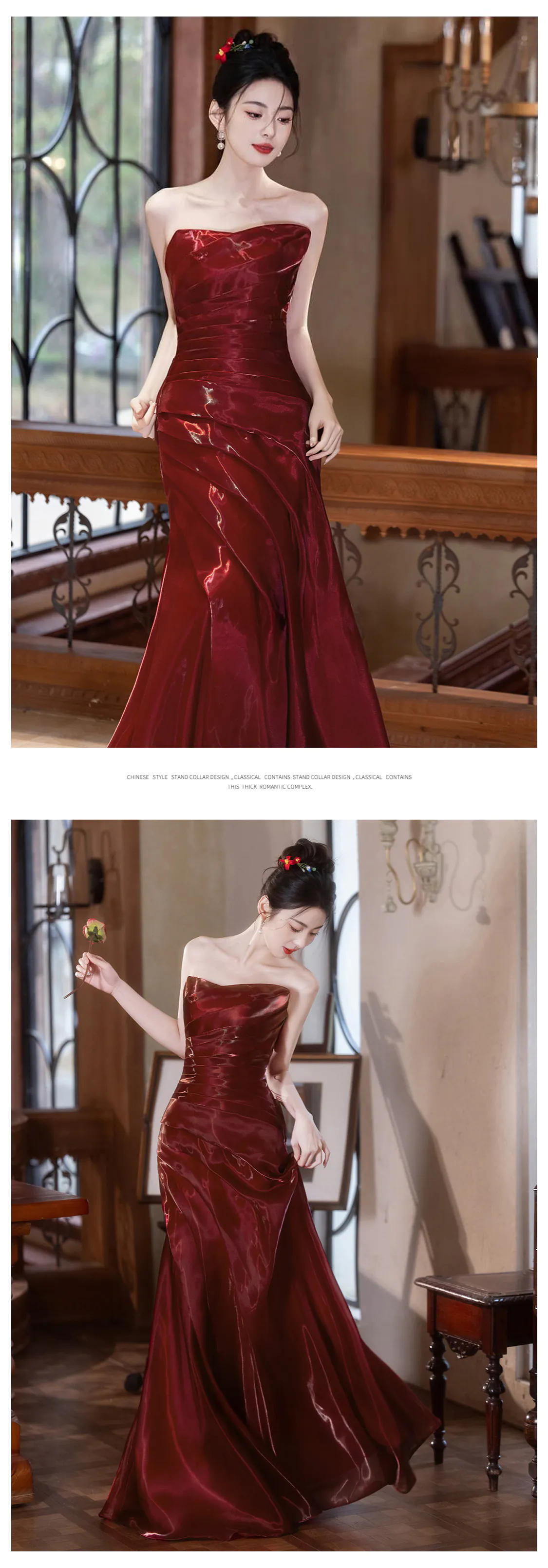 Glamorous-Strapless-Wine-Red-Ruched-Satin-Mermaid-Formal-Evening-Dress14