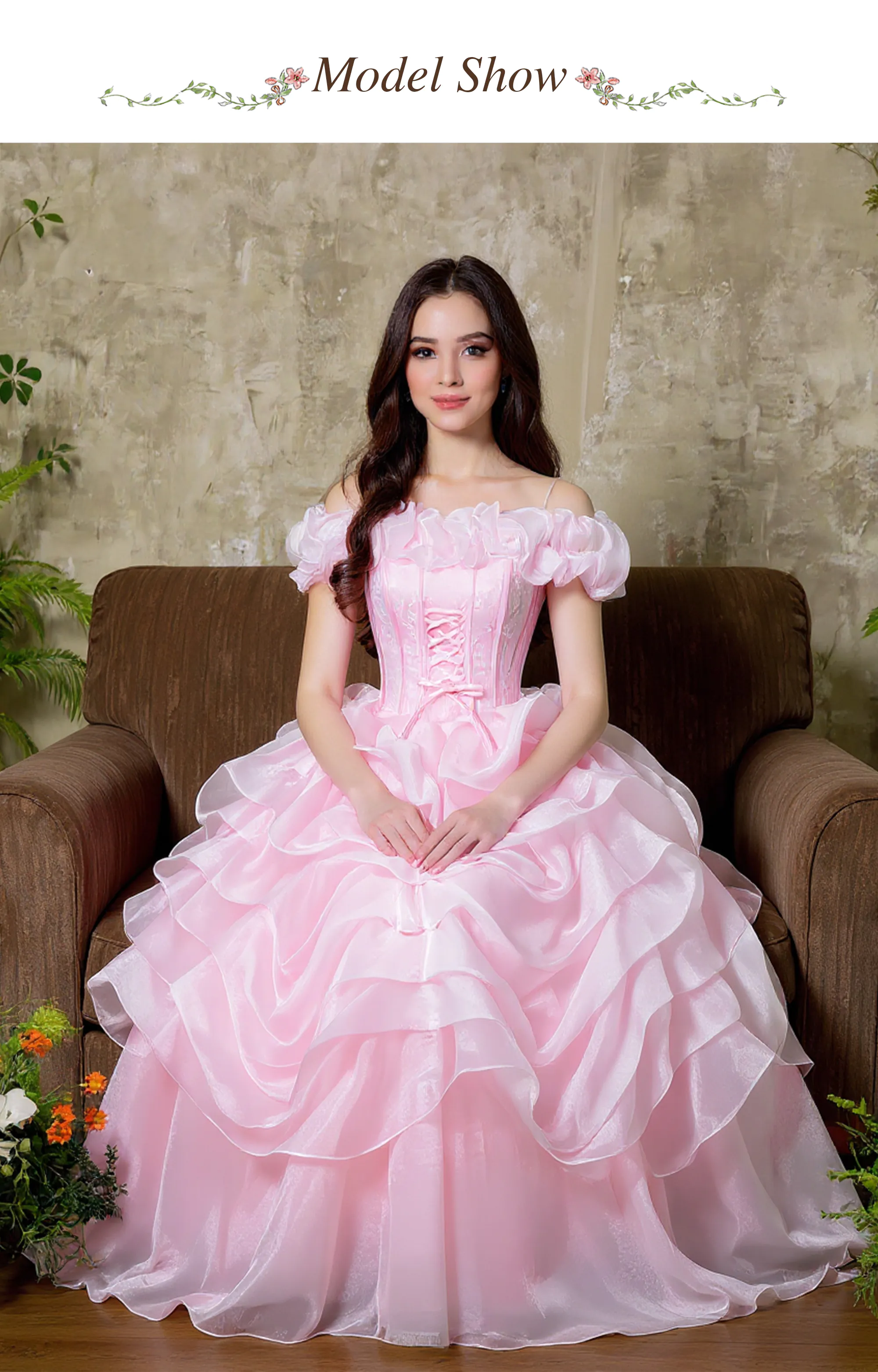 Vintage-Pink-Off-Shoulder-Ruffle-Edge-Tiered-Skirt-Tulle-Formal-Party-Dress08