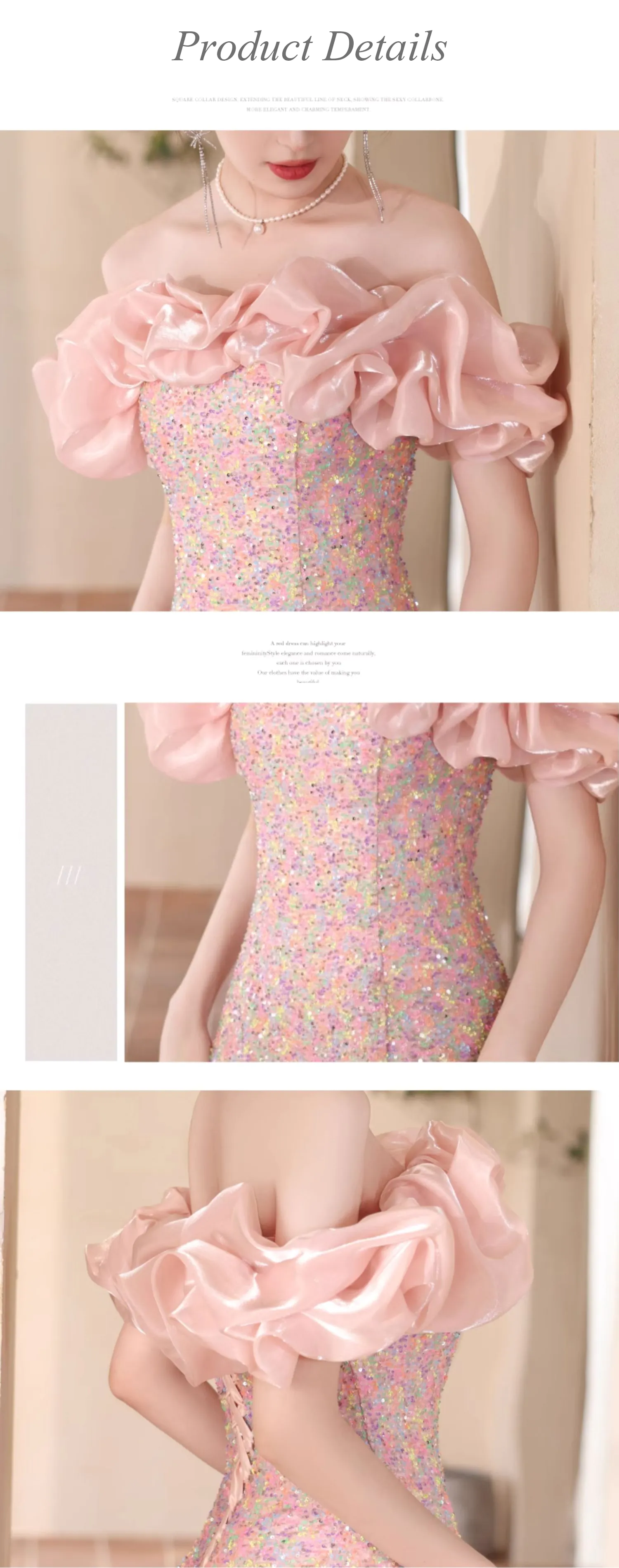 Elegant-Pink-Off-Shoulder-Ruffle-Sparkly-Sequin-Fishtail-Evening-Dress08