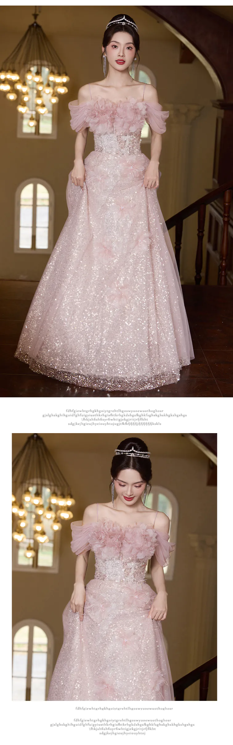 Feminine-Pink-Off-the-Shoulder-Soft-Tulle-Prom-Party-Dress-with-Sequins09