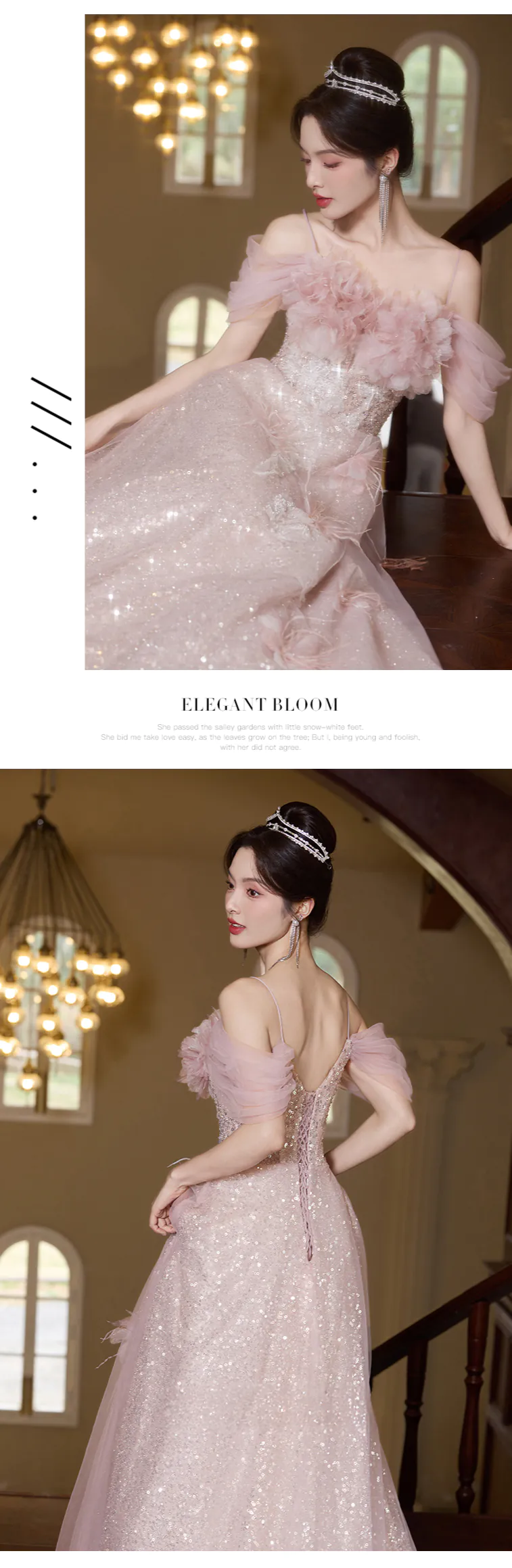 Feminine-Pink-Off-the-Shoulder-Soft-Tulle-Prom-Party-Dress-with-Sequins11