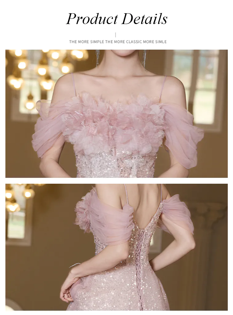 Feminine-Pink-Off-the-Shoulder-Soft-Tulle-Prom-Party-Dress-with-Sequins13