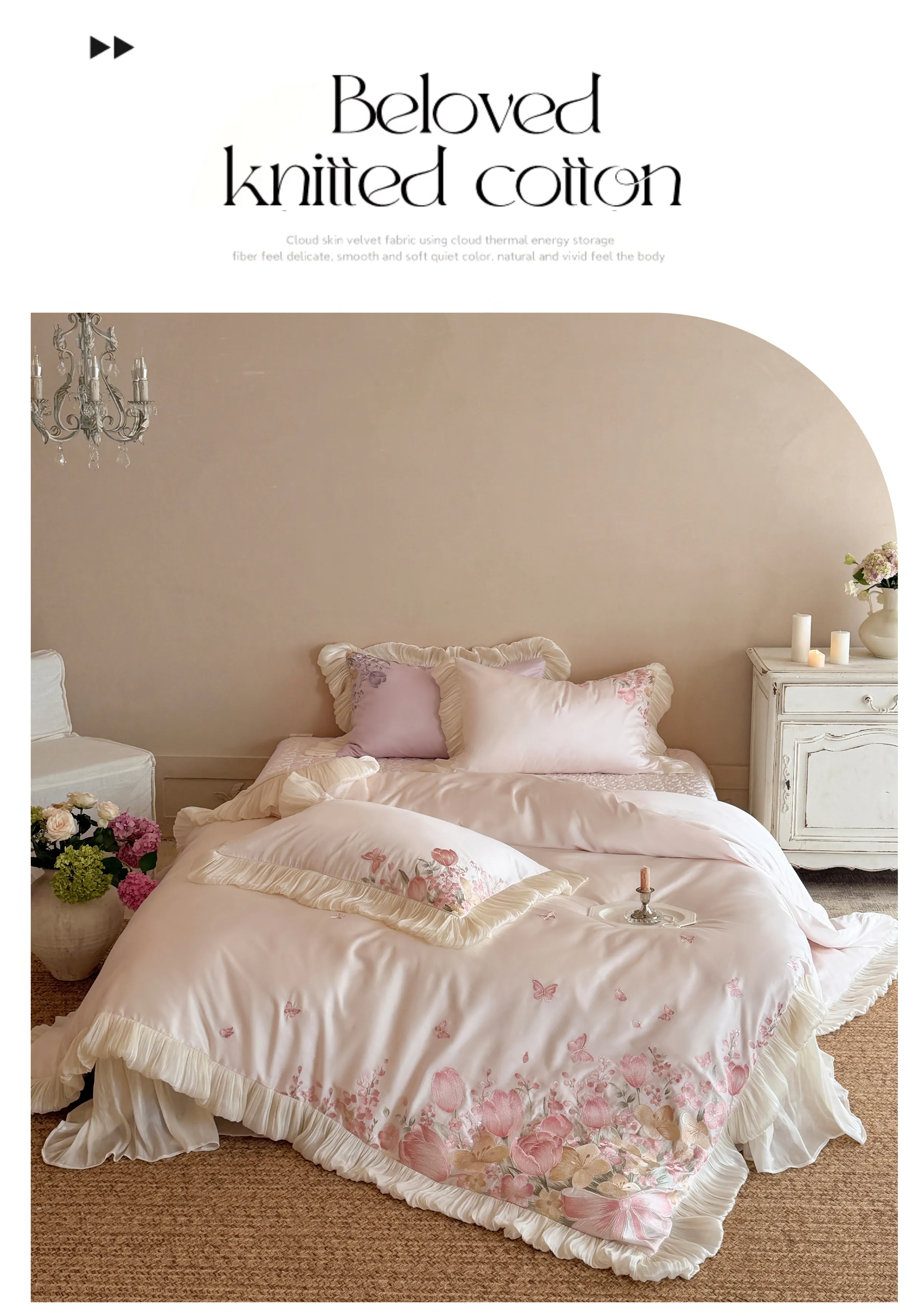 100s-Cotton-Tulip-Floral-Embroidered-Ruffle-Duvet-Cover-Bedspread-Set09