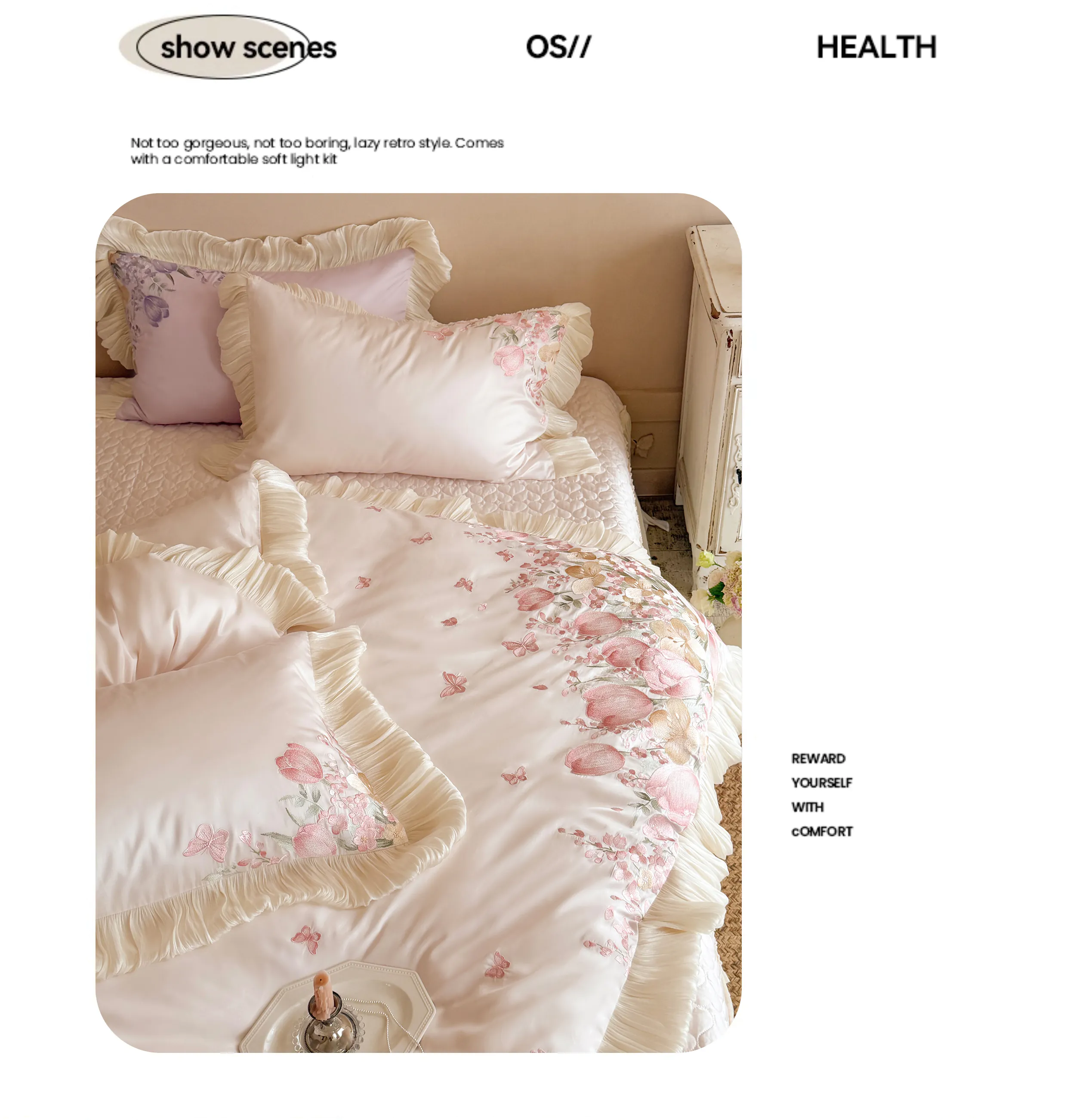 100s-Cotton-Tulip-Floral-Embroidered-Ruffle-Duvet-Cover-Bedspread-Set10