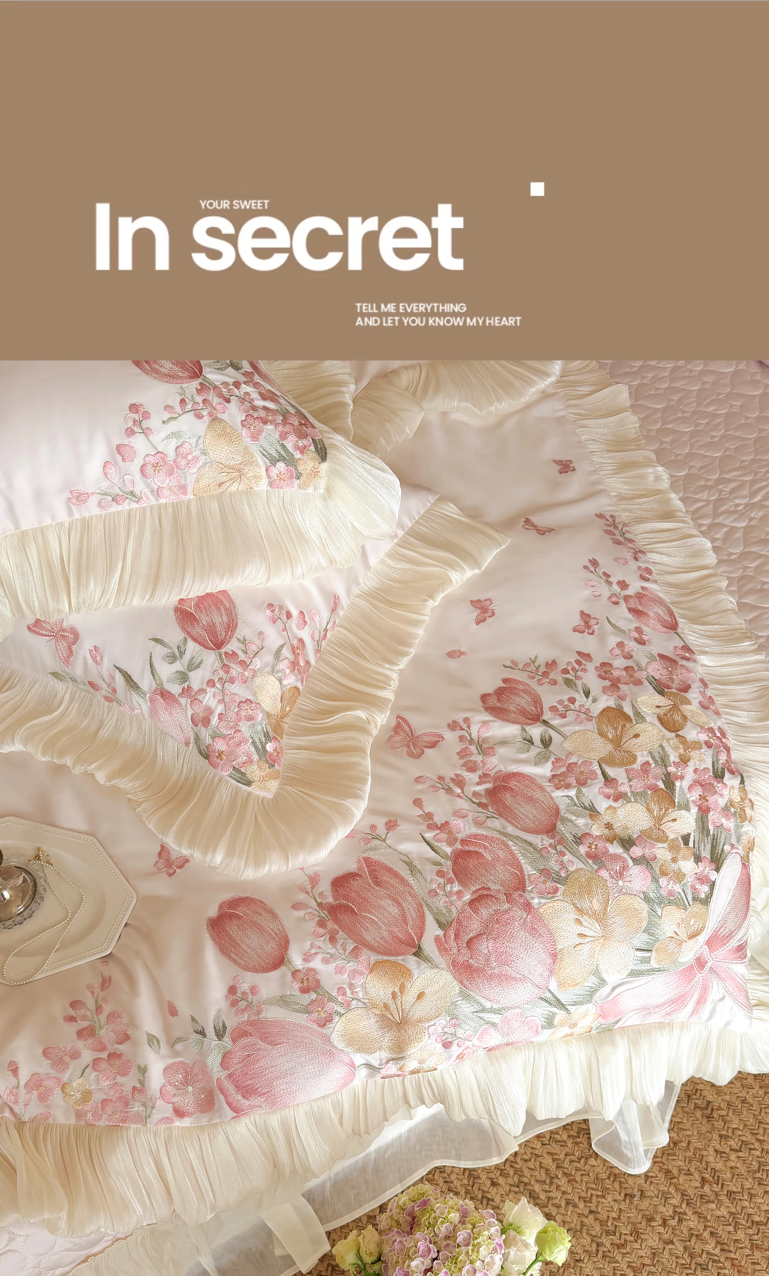 100s-Cotton-Tulip-Floral-Embroidered-Ruffle-Duvet-Cover-Bedspread-Set13
