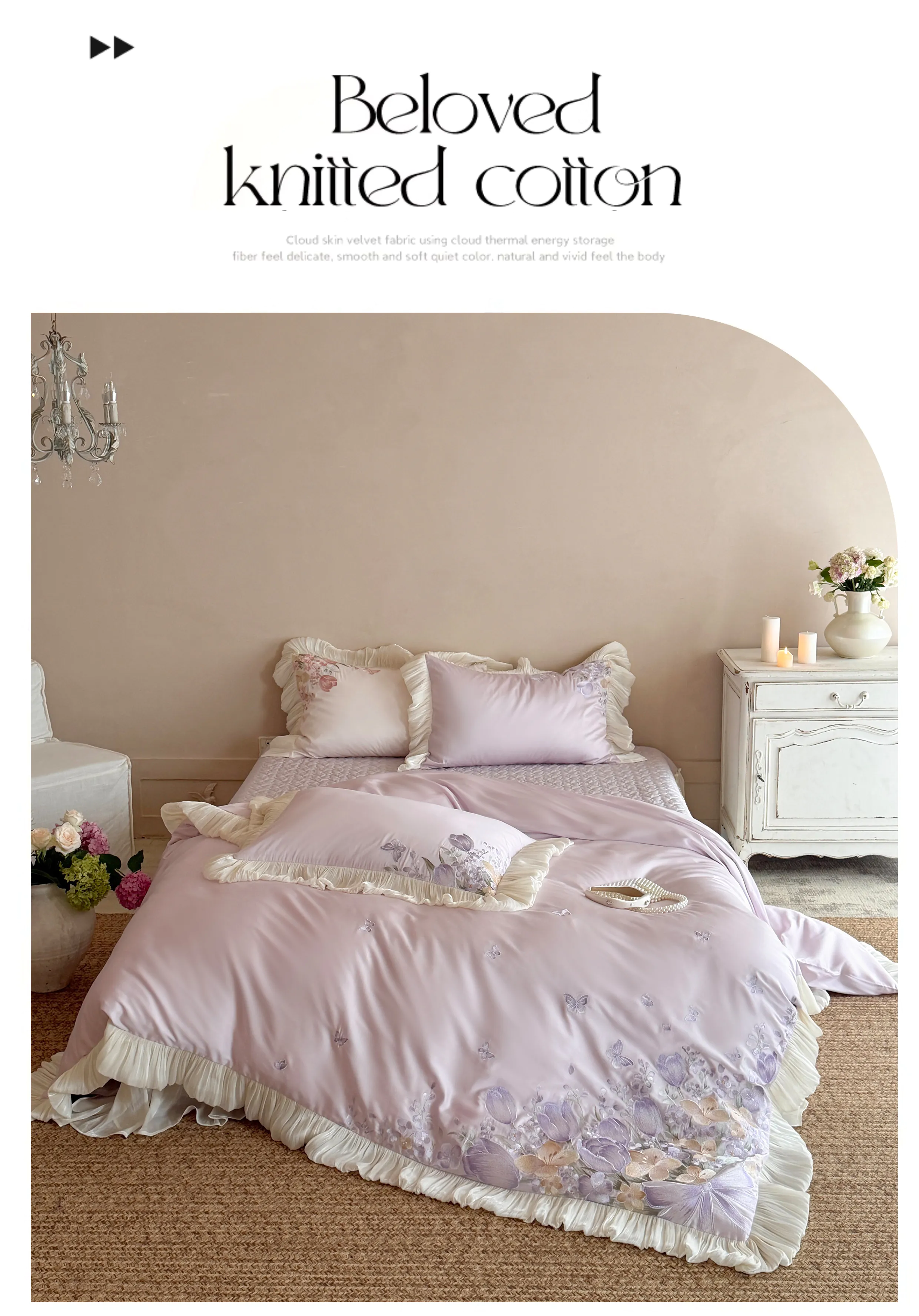 100s-Cotton-Tulip-Floral-Embroidered-Ruffle-Duvet-Cover-Bedspread-Set14
