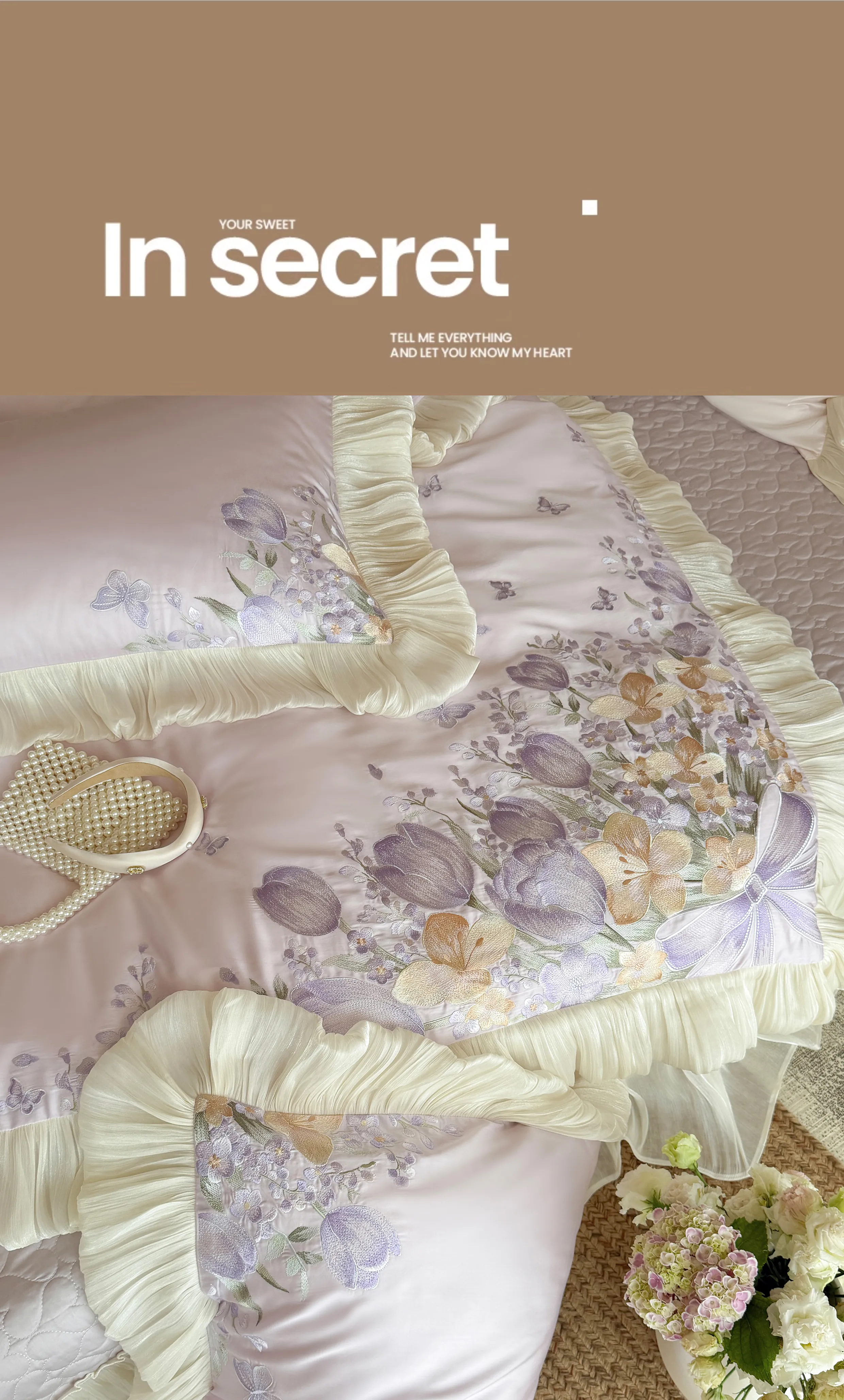 100s-Cotton-Tulip-Floral-Embroidered-Ruffle-Duvet-Cover-Bedspread-Set18