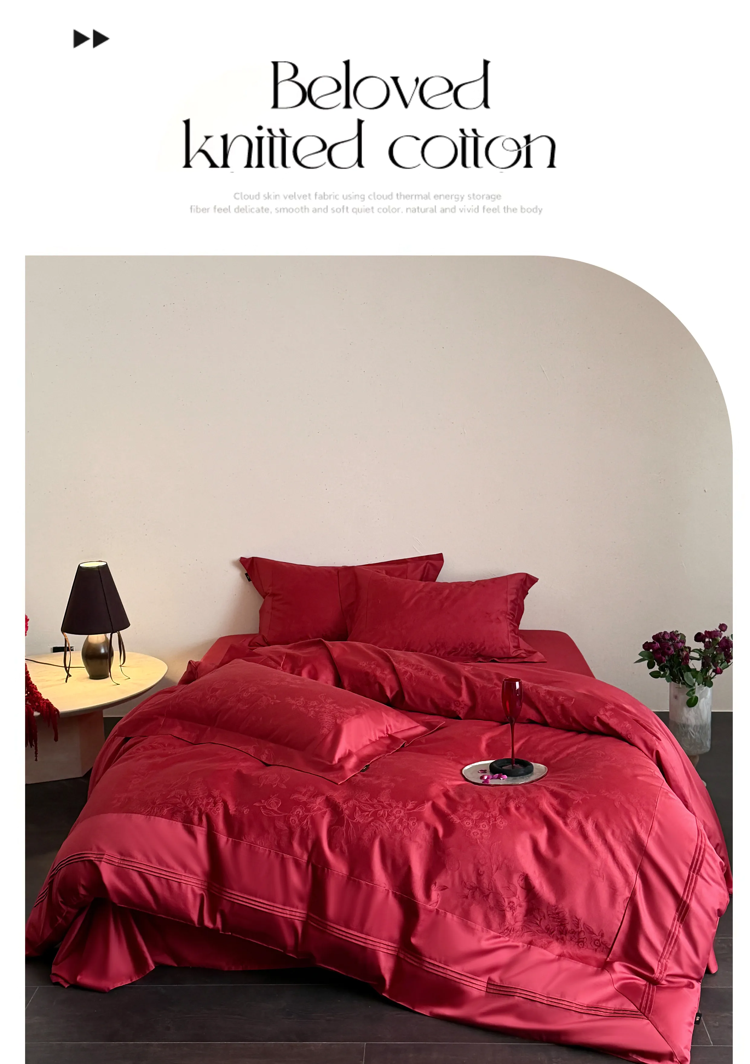 100s-Long-Staple-Cotton-Heavy-Woven-Crimson-Red-Jacquard-Duvet-Cover-Set07
