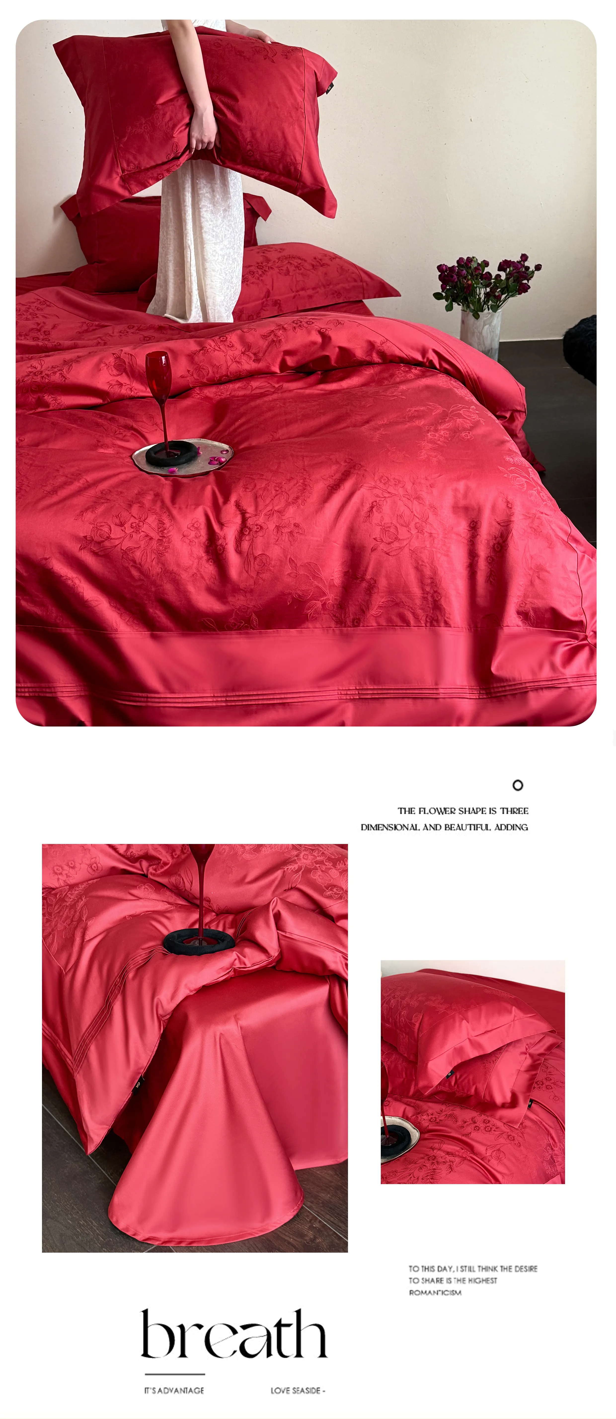 100s-Long-Staple-Cotton-Heavy-Woven-Crimson-Red-Jacquard-Duvet-Cover-Set10