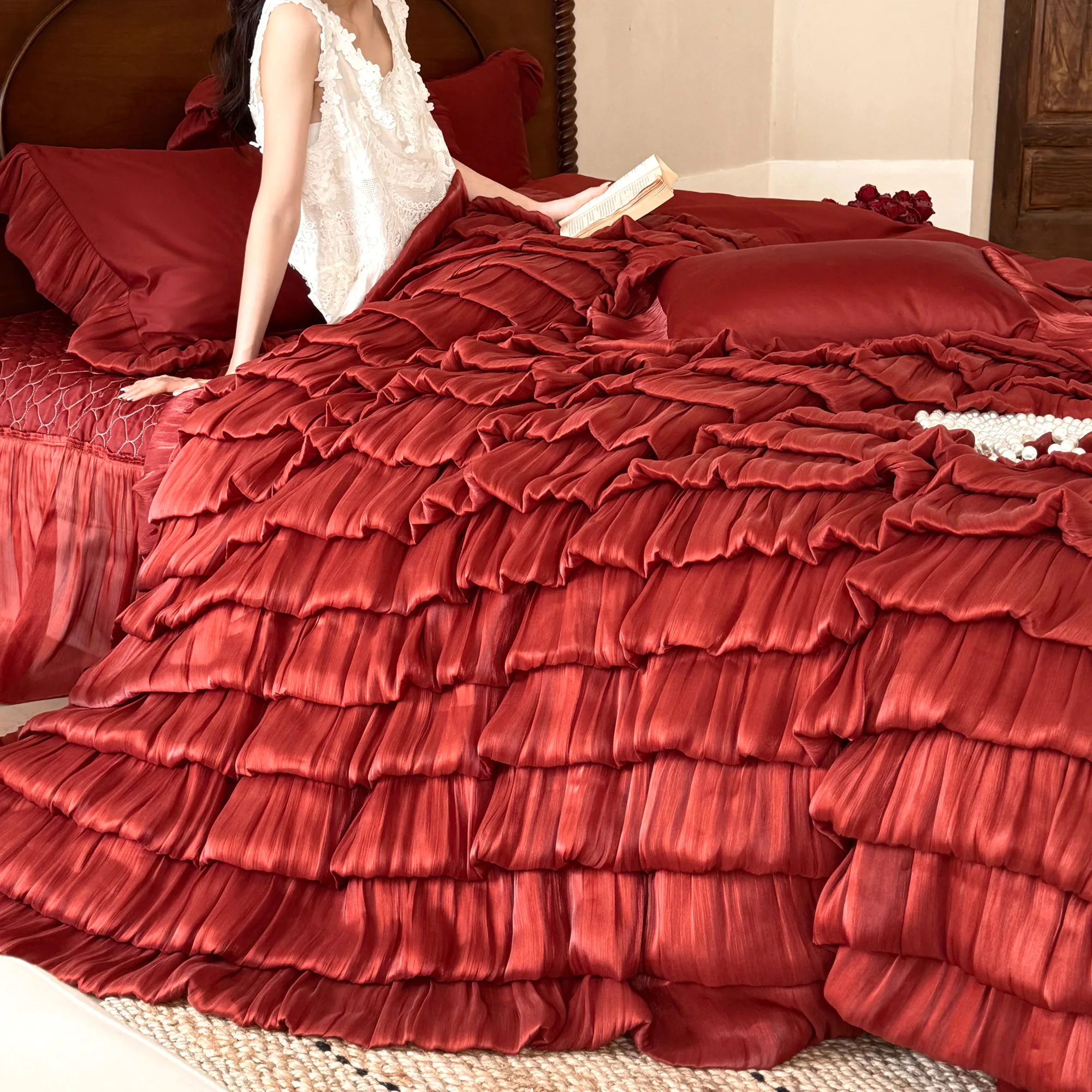 Couture Princess Layered Ruffle 100s Long Staple Cotton Bedding Set02