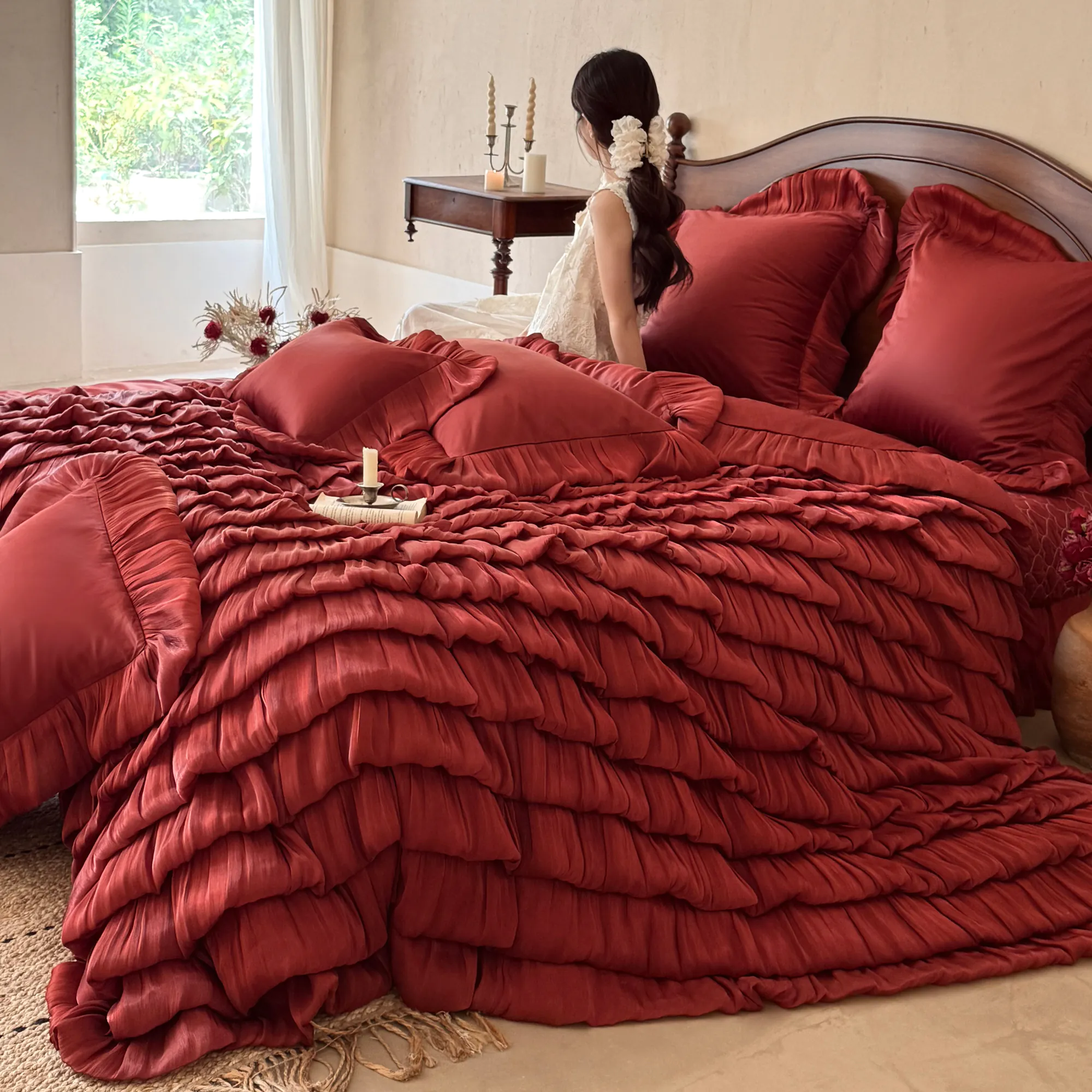 Couture Princess Layered Ruffle 100s Long Staple Cotton Bedding Set03 Couture Princess Layered Ruffle 100s Long Staple Cotton Bedding Set03