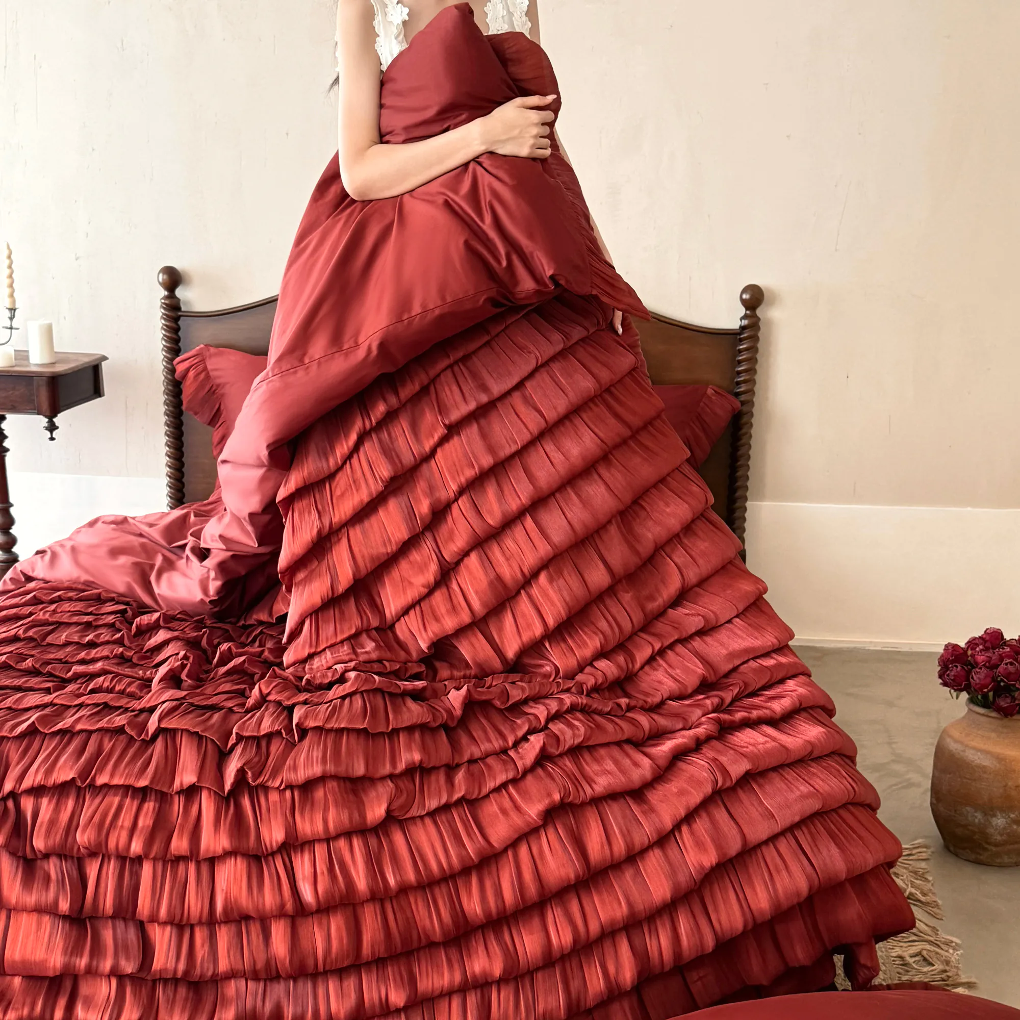 Couture Princess Layered Ruffle 100s Long Staple Cotton Bedding Set04 Couture Princess Layered Ruffle 100s Long Staple Cotton Bedding Set04