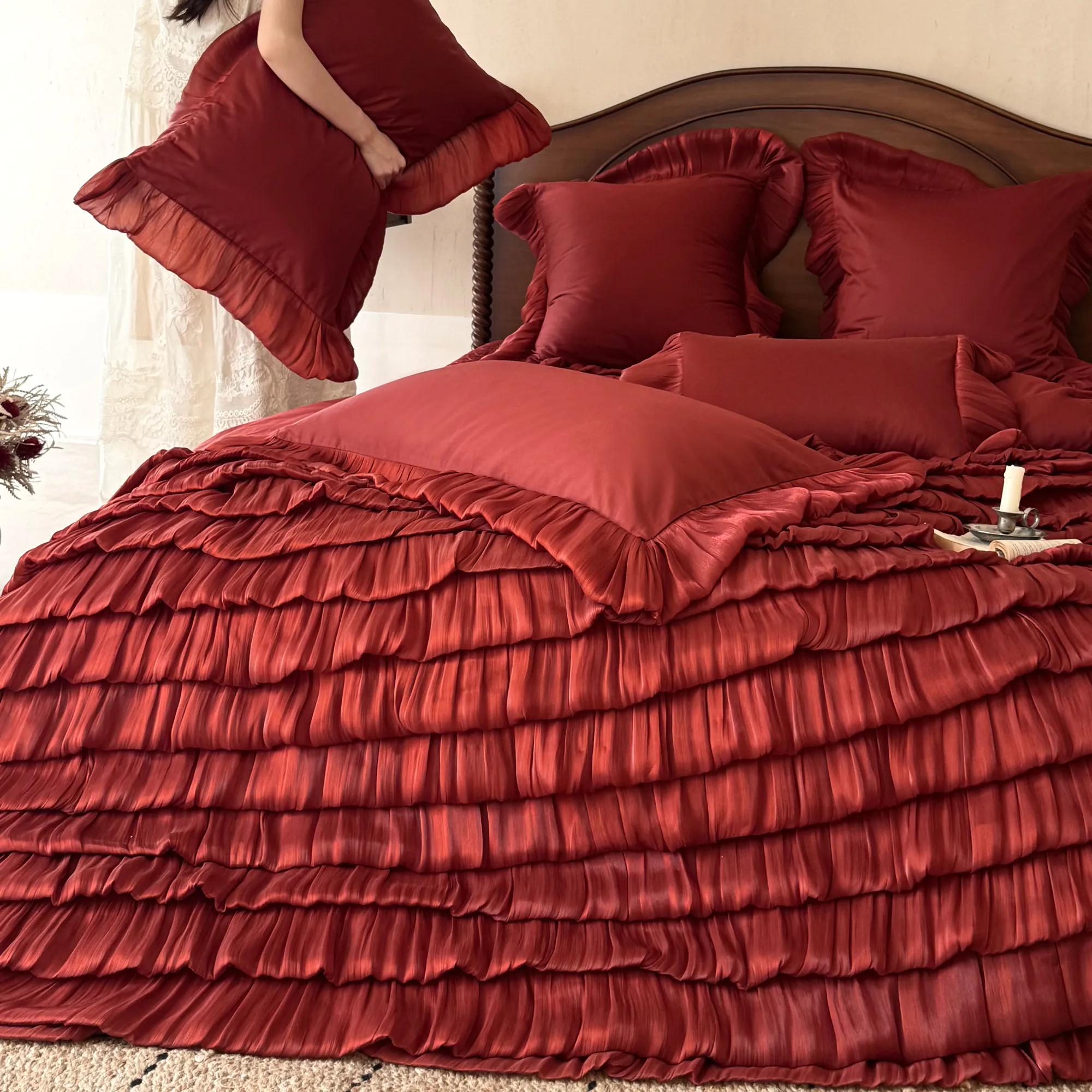 Couture Princess Layered Ruffle 100s Long Staple Cotton Bedding Set05 Couture Princess Layered Ruffle 100s Long Staple Cotton Bedding Set05