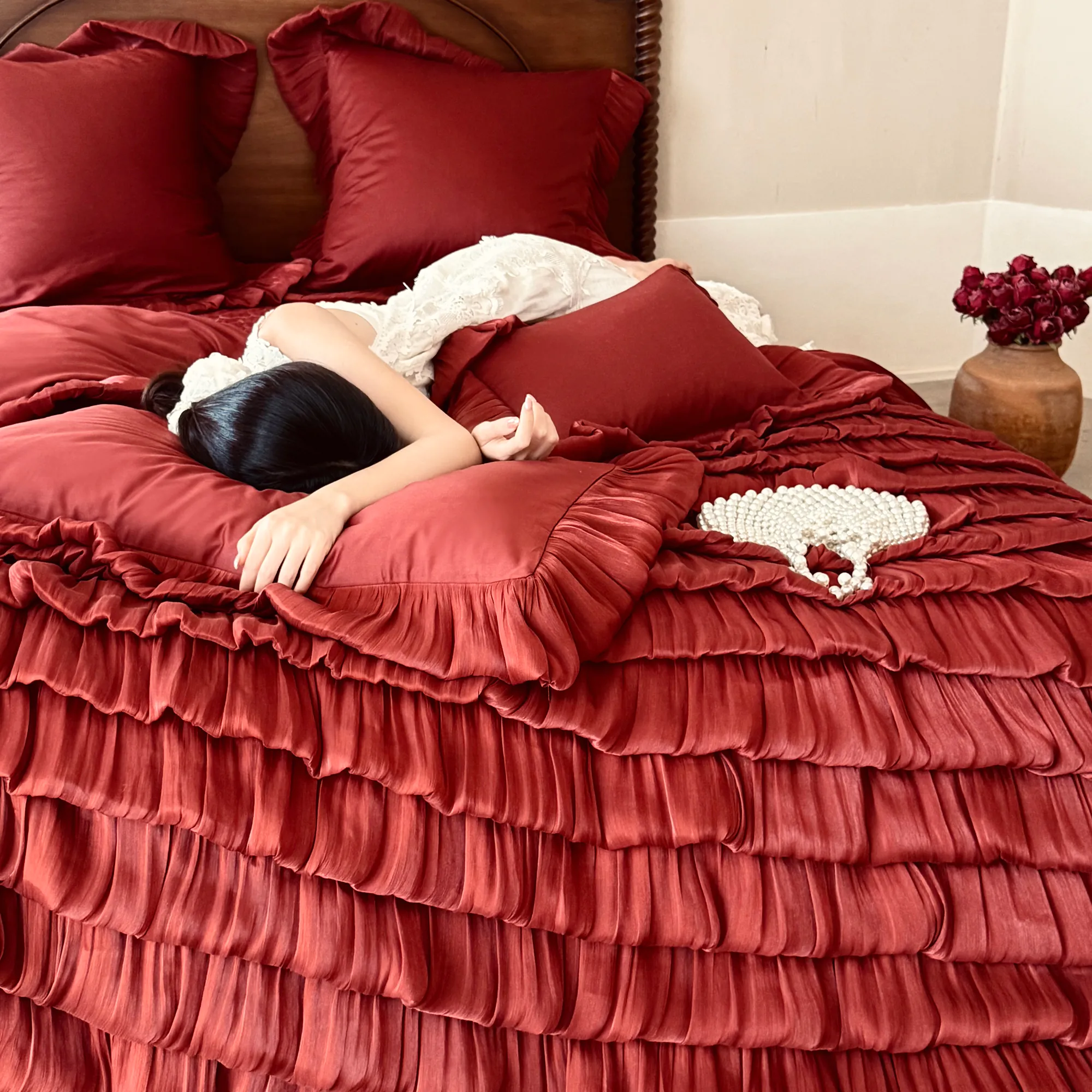 Couture Princess Layered Ruffle 100s Long Staple Cotton Bedding Set06 Couture Princess Layered Ruffle 100s Long Staple Cotton Bedding Set06