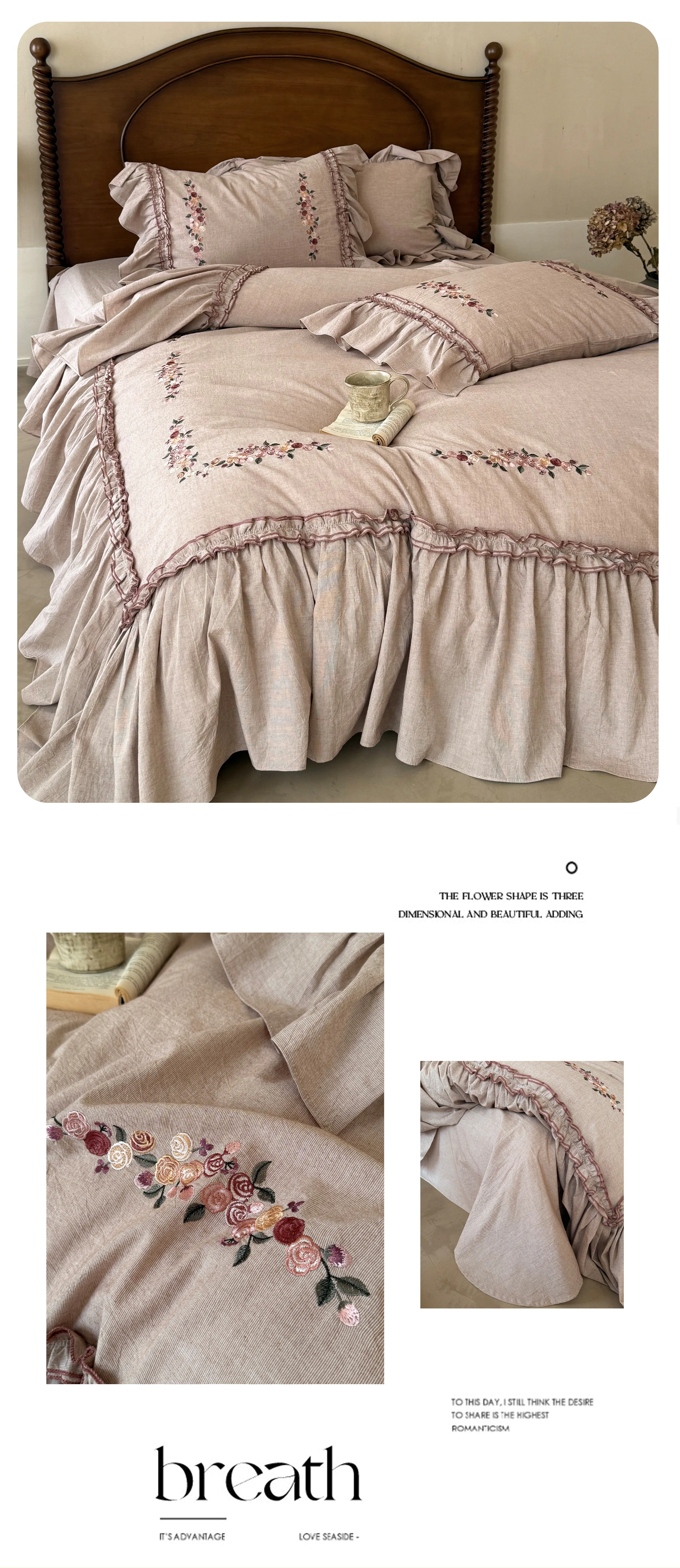 Cozy-Autumn-Winter-Floral-Embroidered-Ruffle-Cotton-Linen-Bedding-Set12