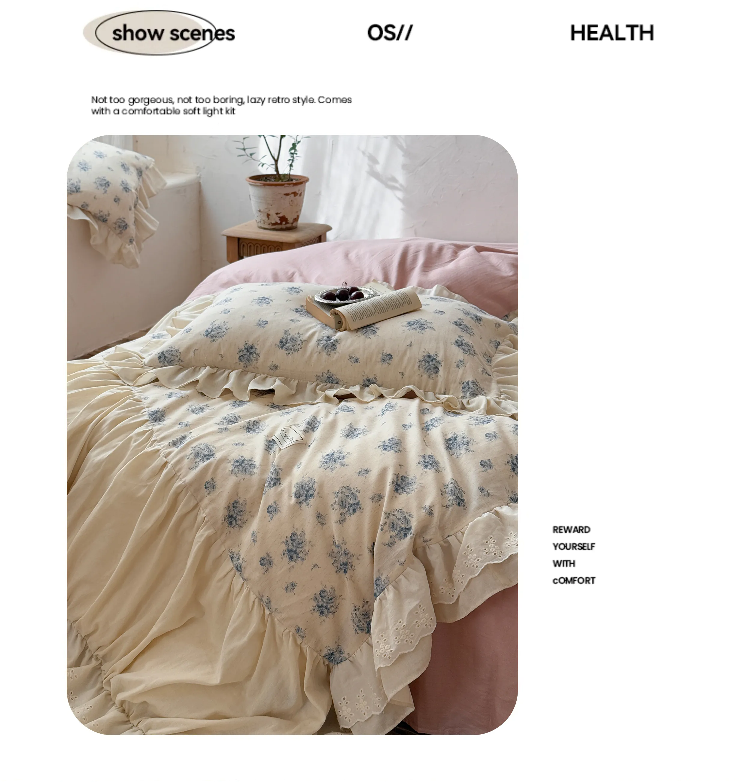 Ivory-Double-Layer-Blue-Botanical-Floral-Print-Cotton-Linen-Duvet-Cover-Set08