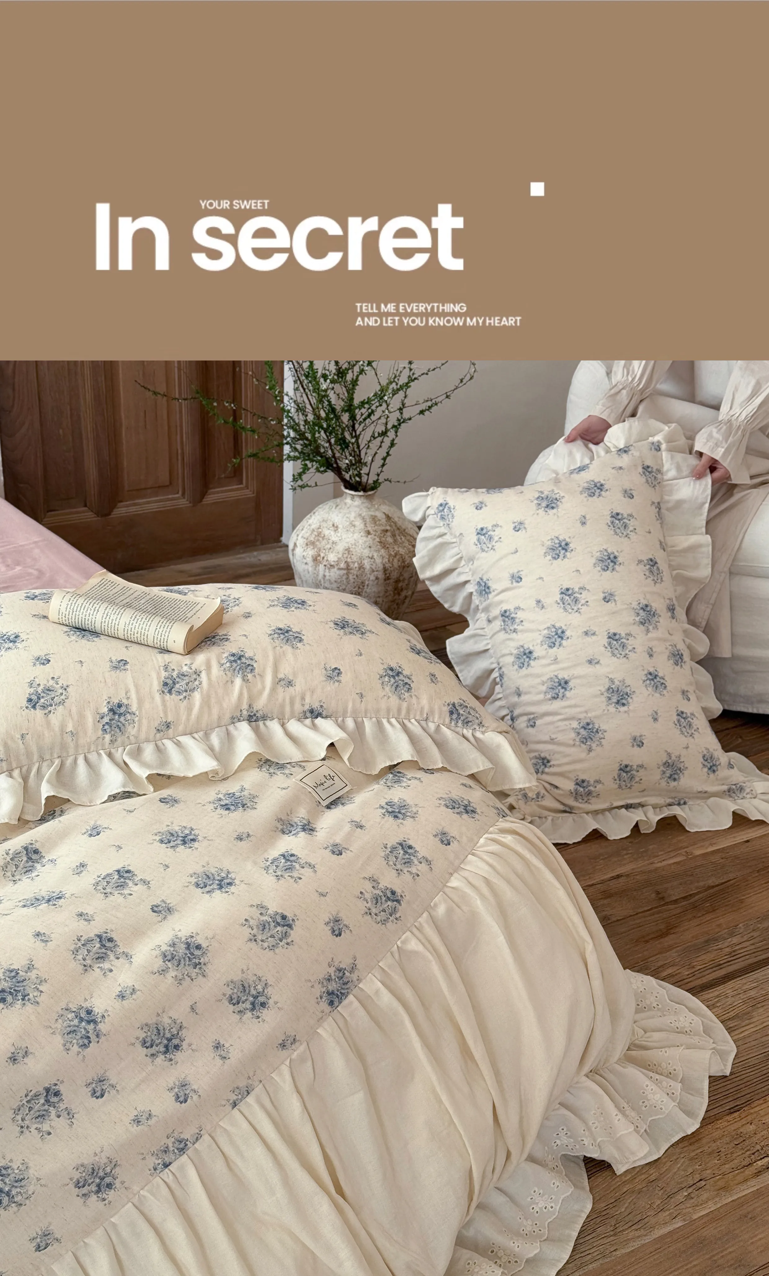 Ivory-Double-Layer-Blue-Botanical-Floral-Print-Cotton-Linen-Duvet-Cover-Set11